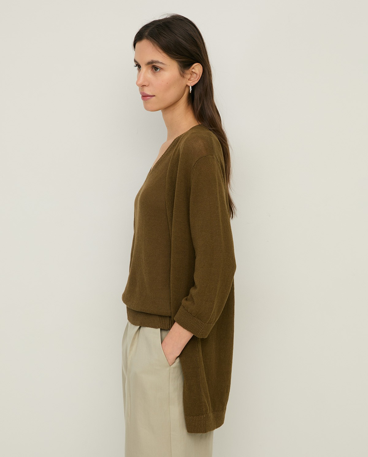 Linen Cardigan with French Sleeves