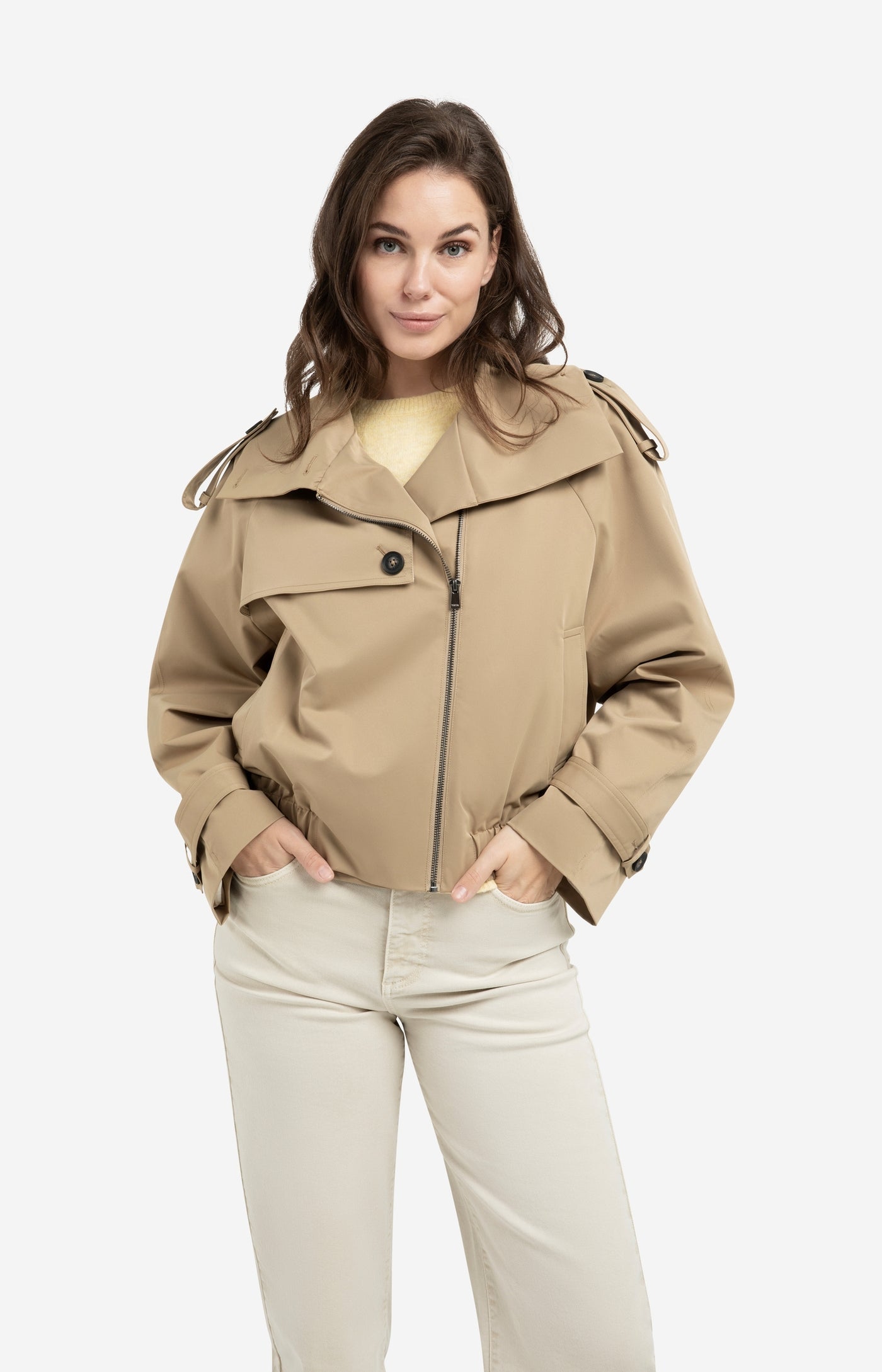 Short Bomber Jacket with Trench Detail