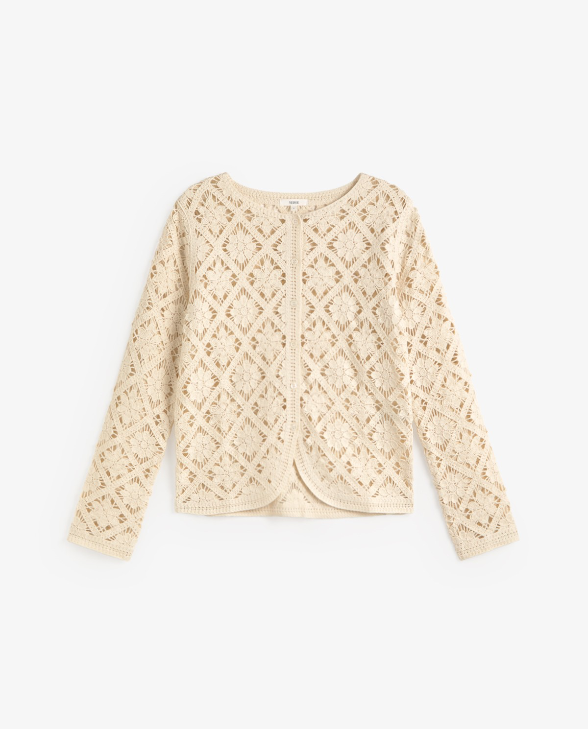 Crochet Cardigan with Rounded Hemline