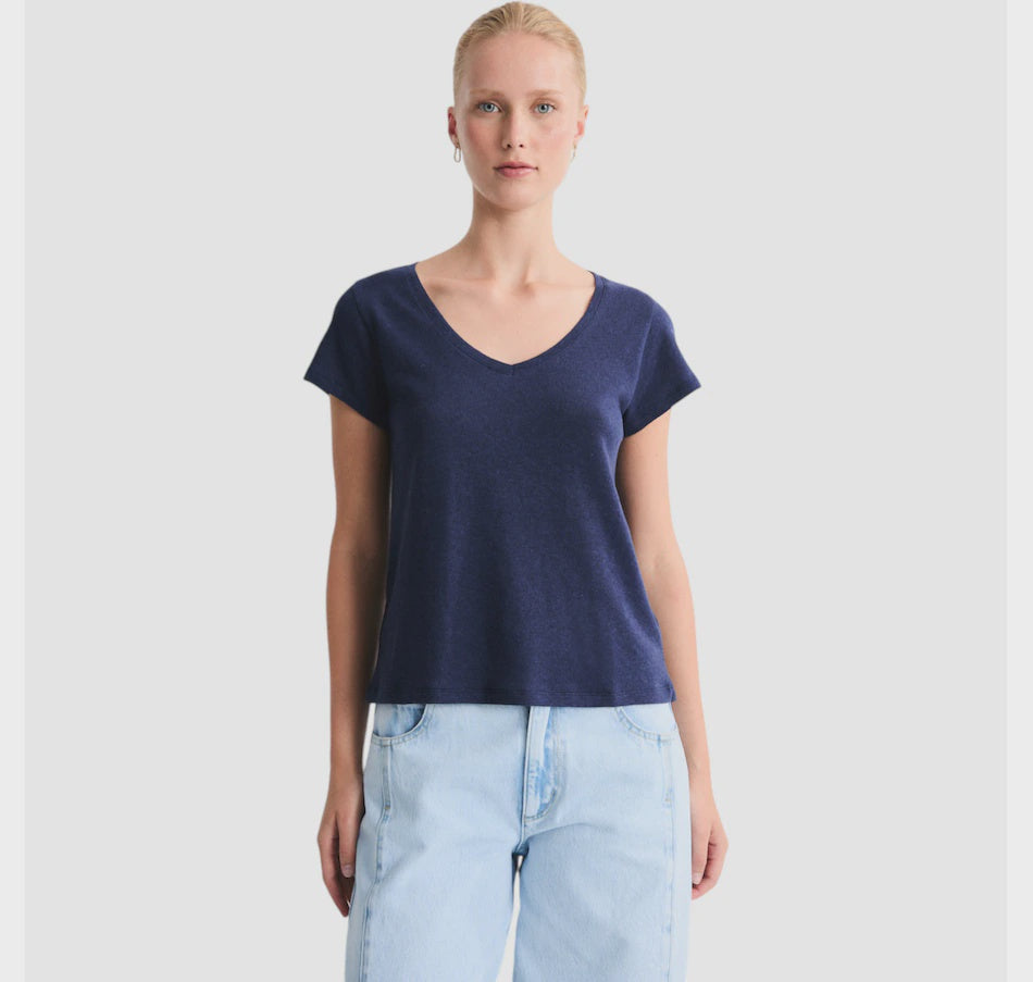 Luzara V-Neck Cotton/Linen T-Shirt