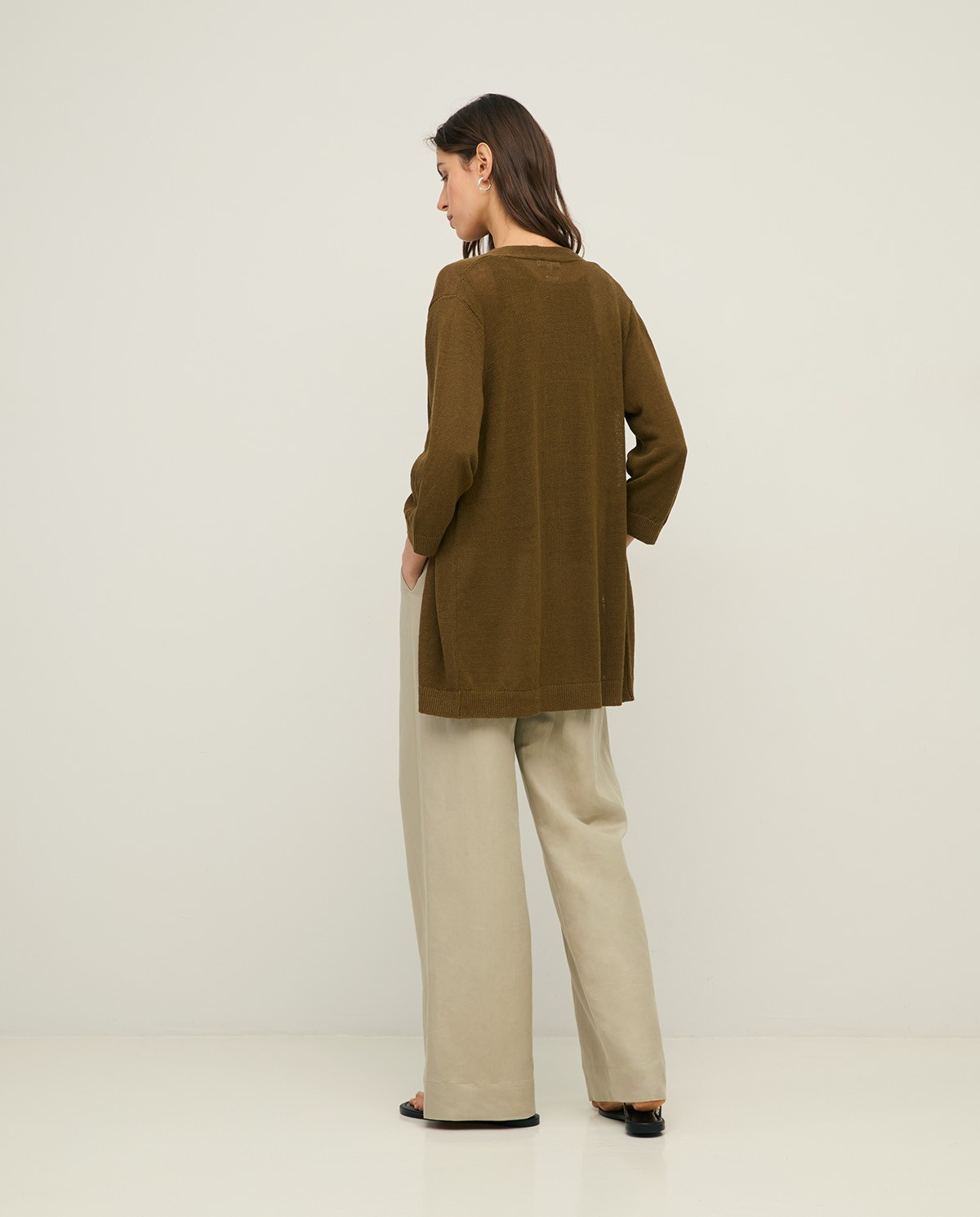 Linen Cardigan with French Sleeves