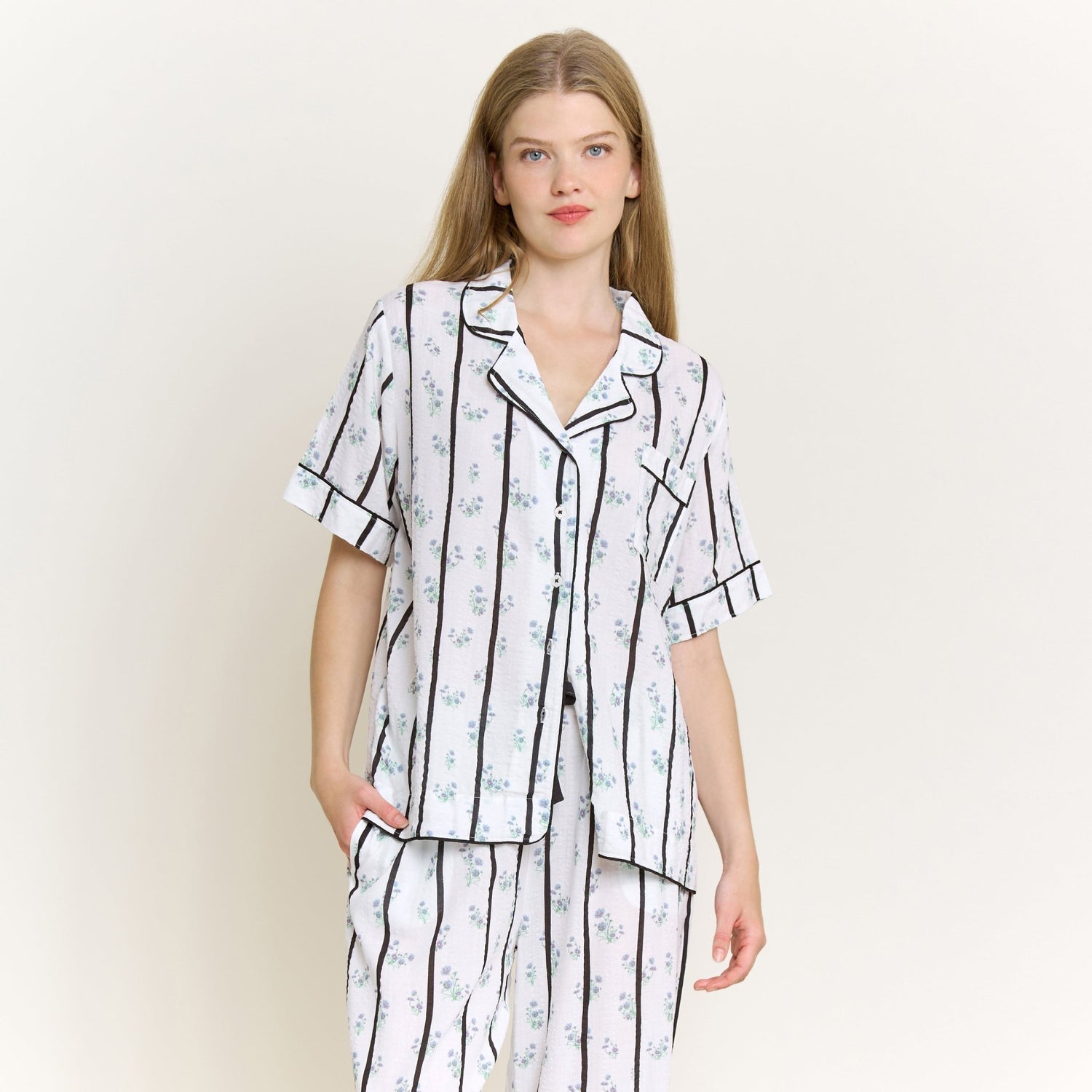 Good Life Ditsy Stripe Short Sleeve PJ Set
