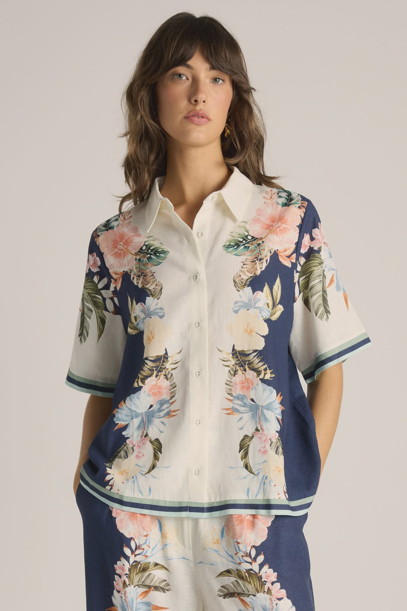 Solara Placement Print Collared Shirt