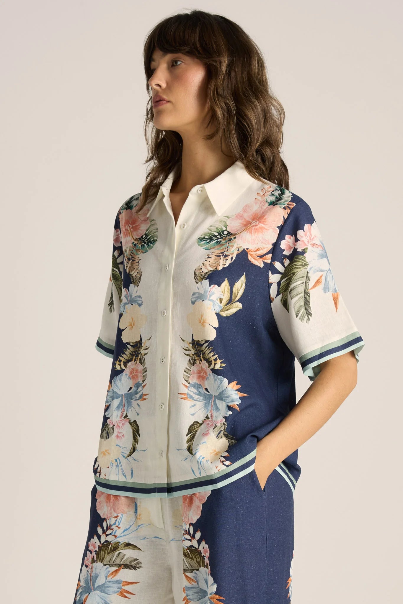 Solara Placement Print Collared Shirt