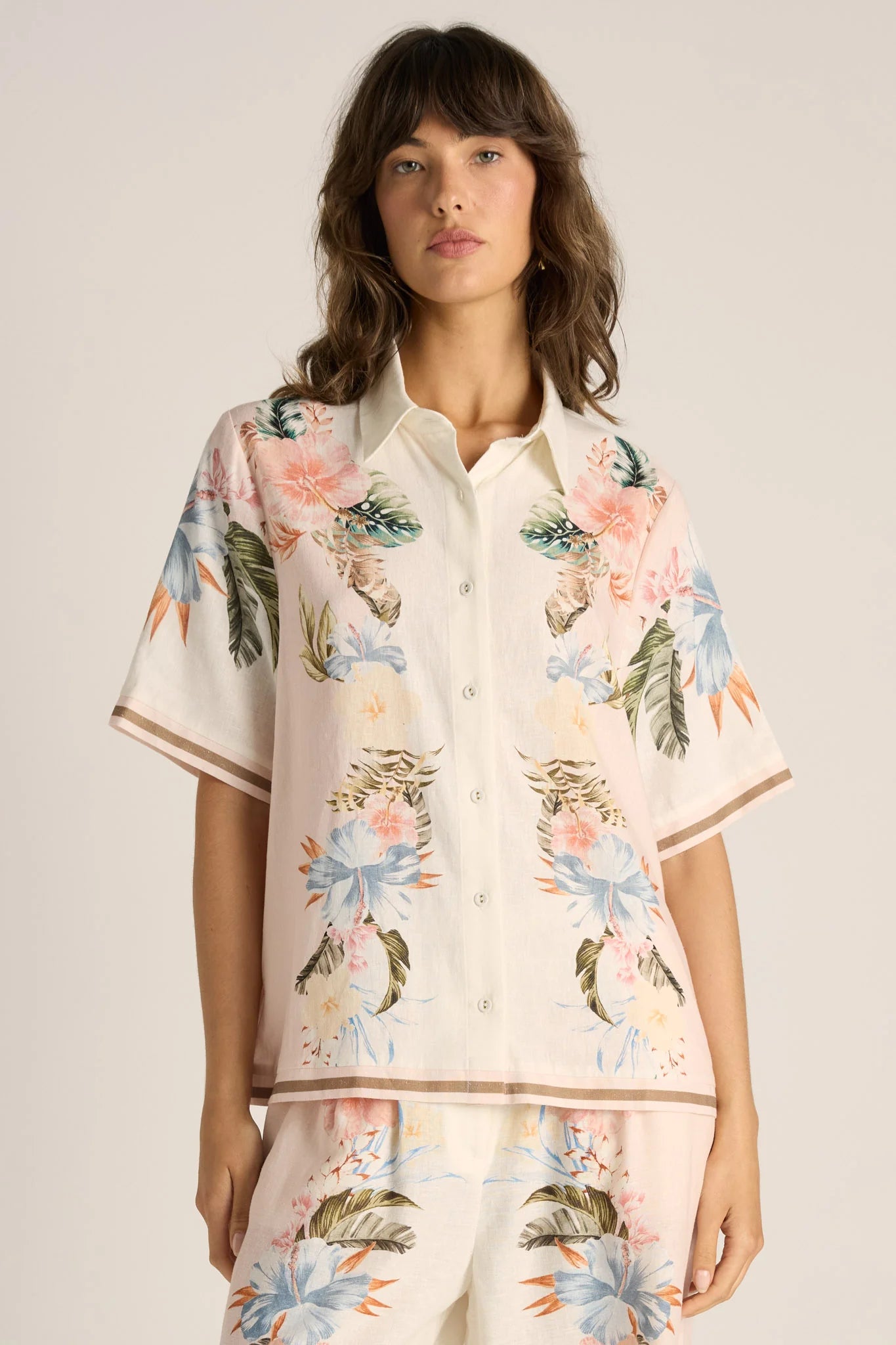 Solara Placement Print Collared Shirt