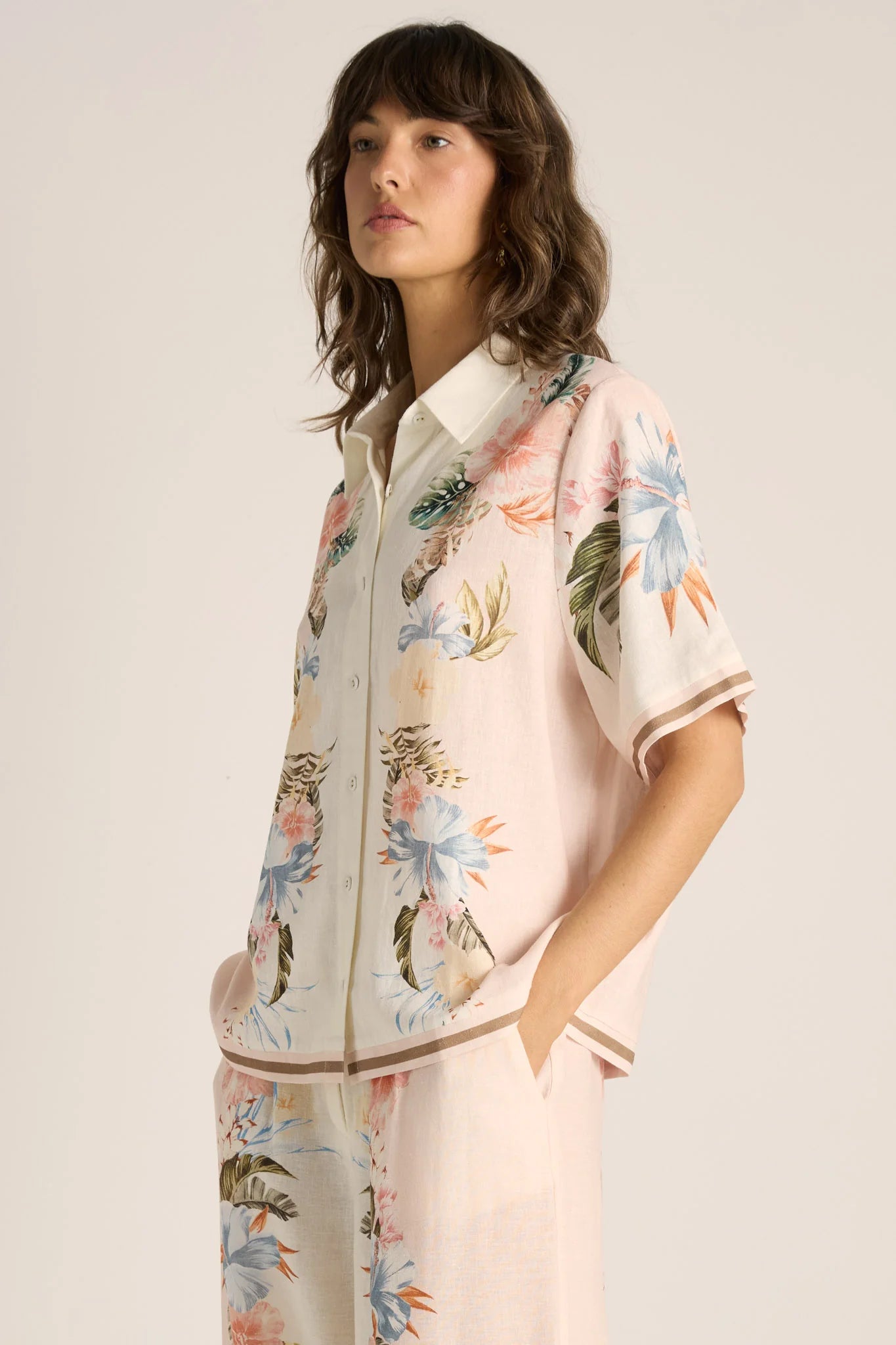 Solara Placement Print Collared Shirt