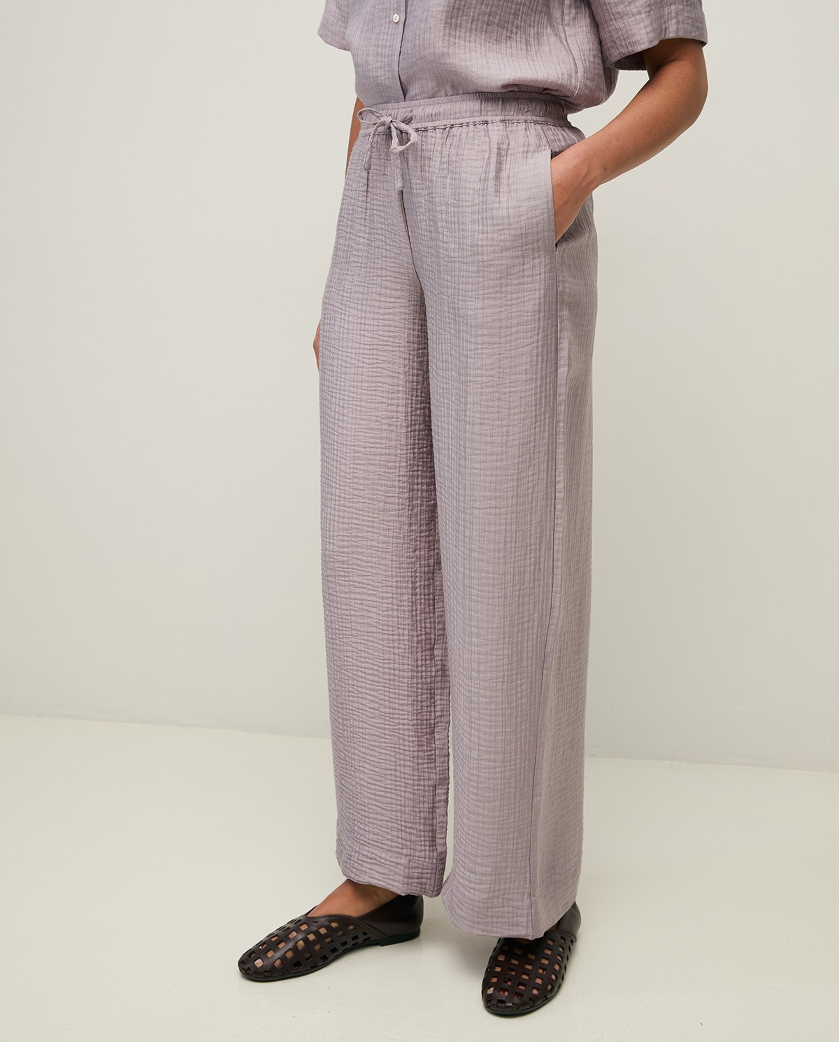Flowy Wrinkle Effect Wide Leg Trouser