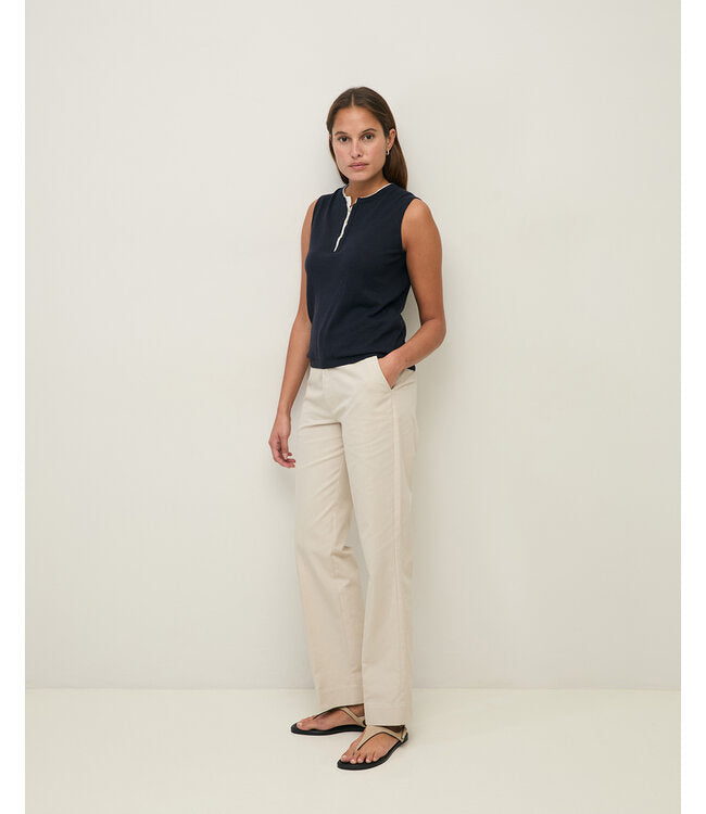 Cotton Linen Henley Top