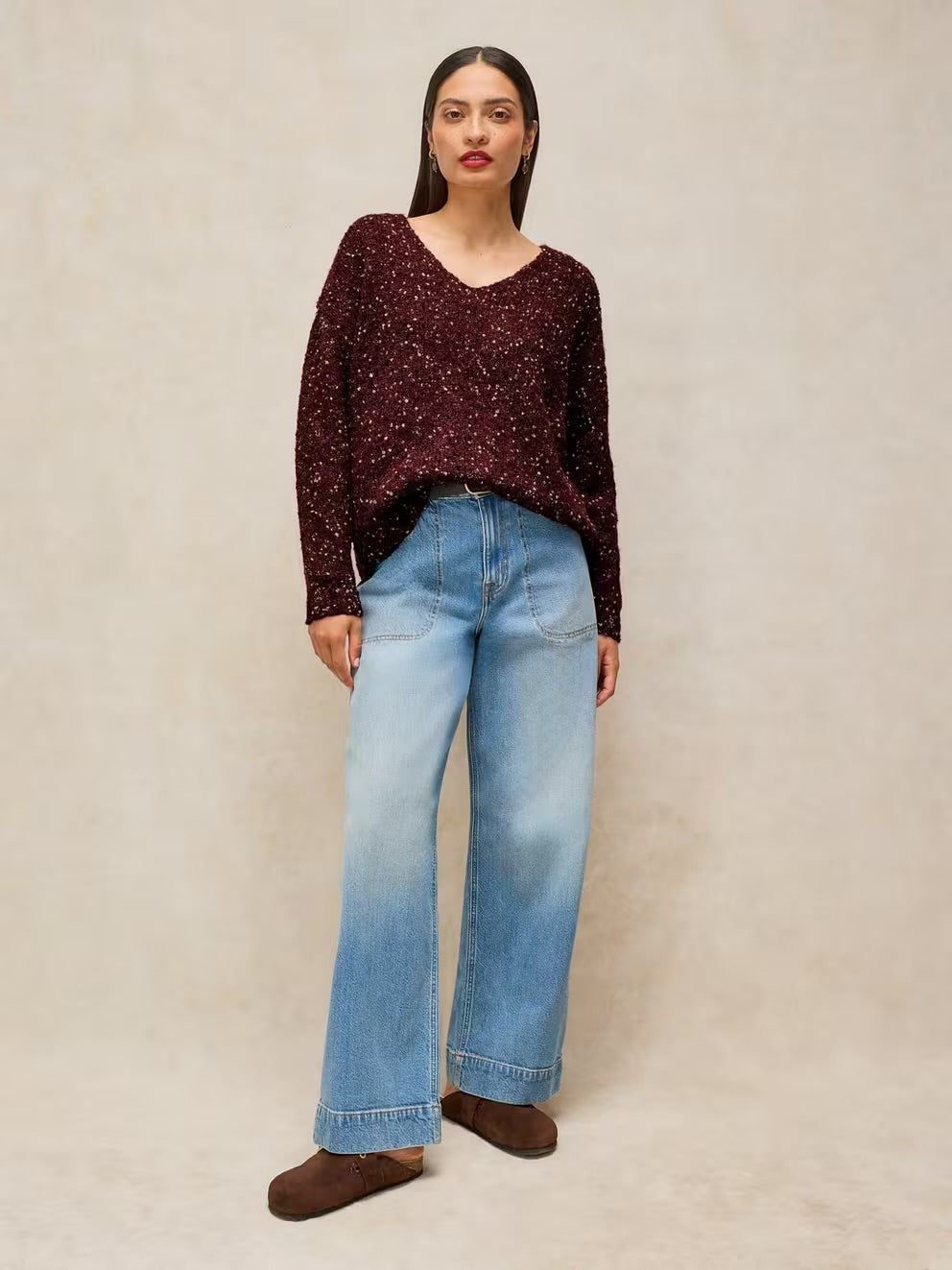 Textured V-Neck Jumper