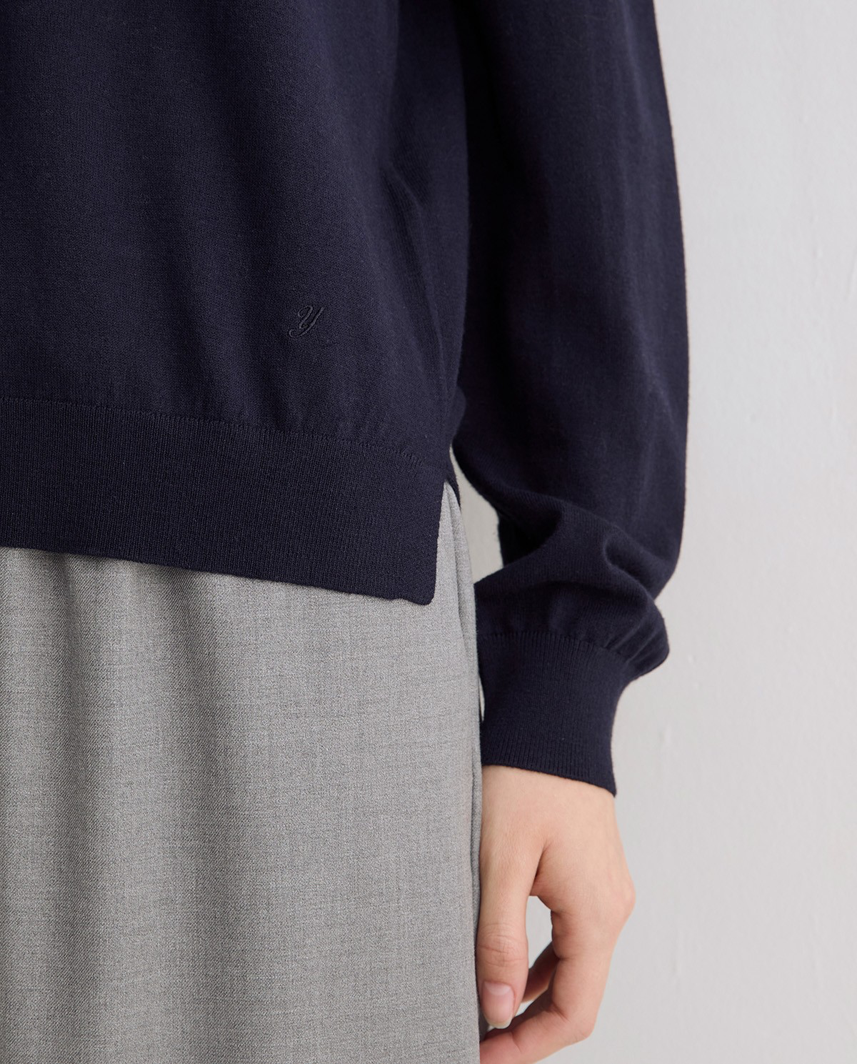 V-Neck Sweater With Embroidered Logo