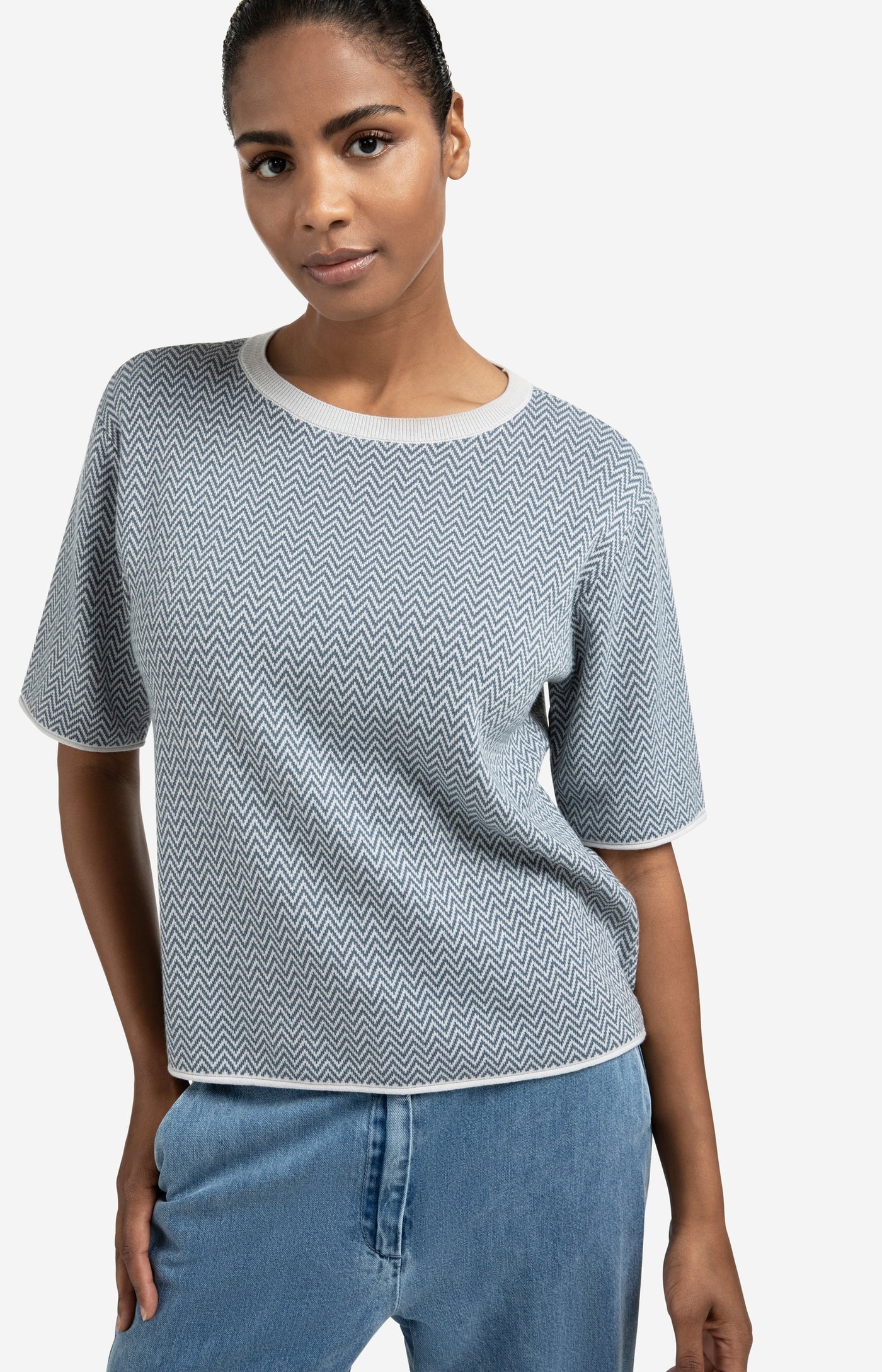Jacquard Knitted T-Shirt