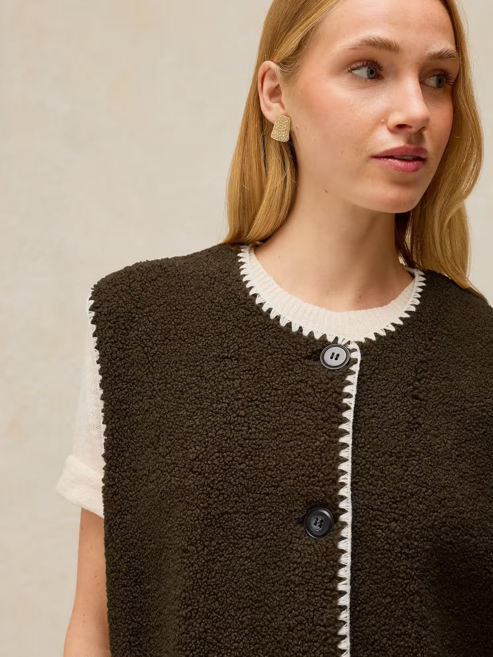 Borg Stitch Detail Gilet