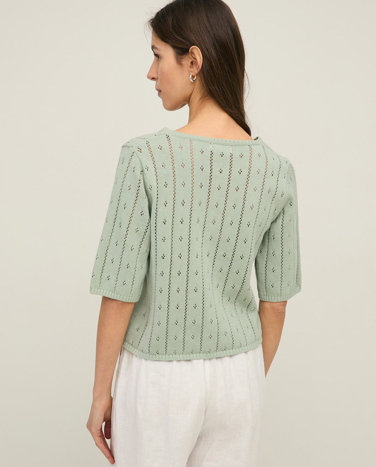 Fine Knit Pointelette Cardigan