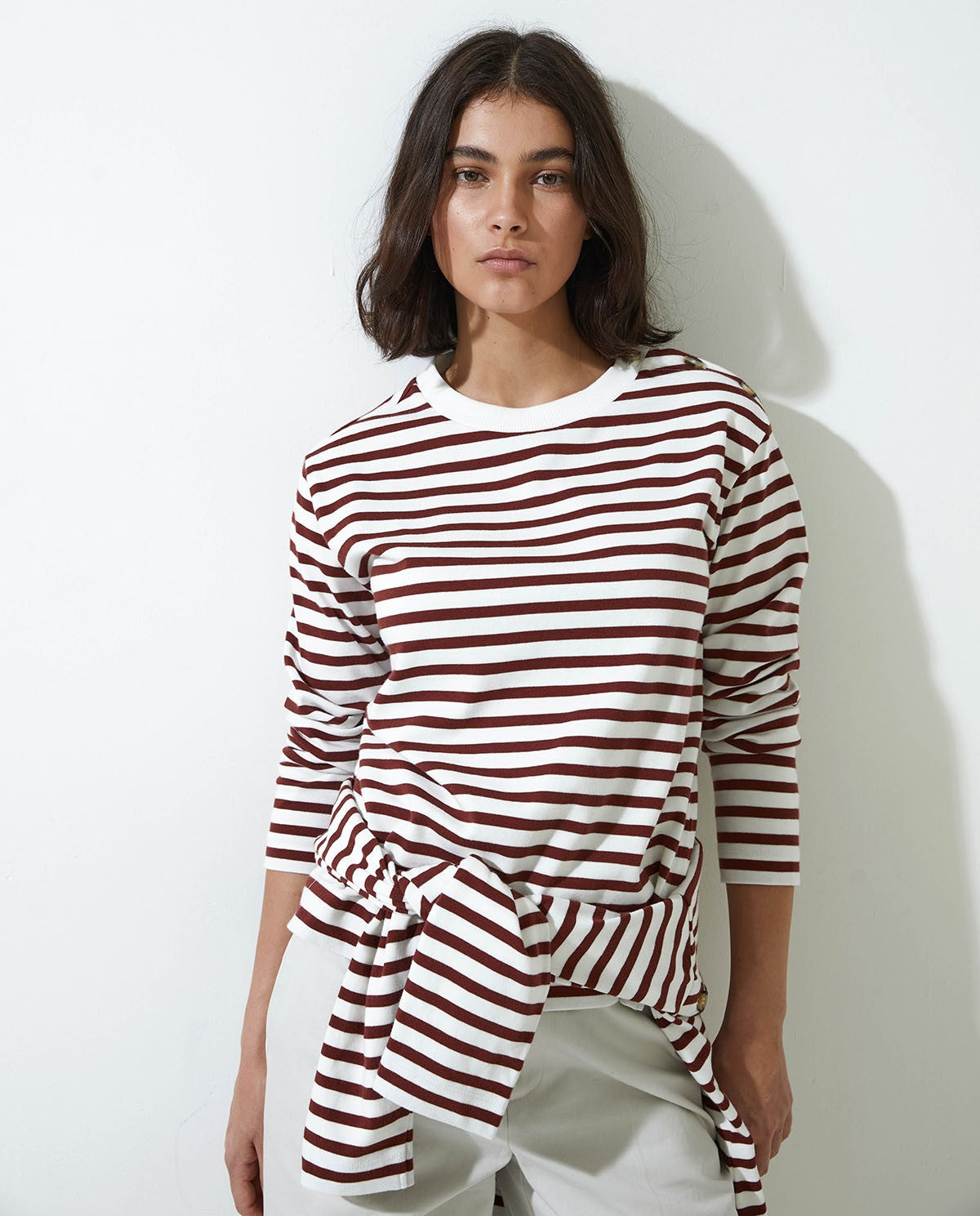 Striped Sweatshirt with Buttons