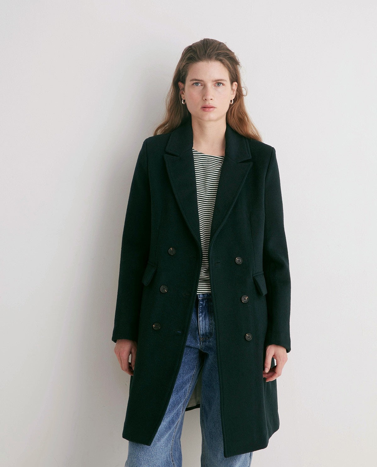 Double Breasted Wool Blend Top Coat