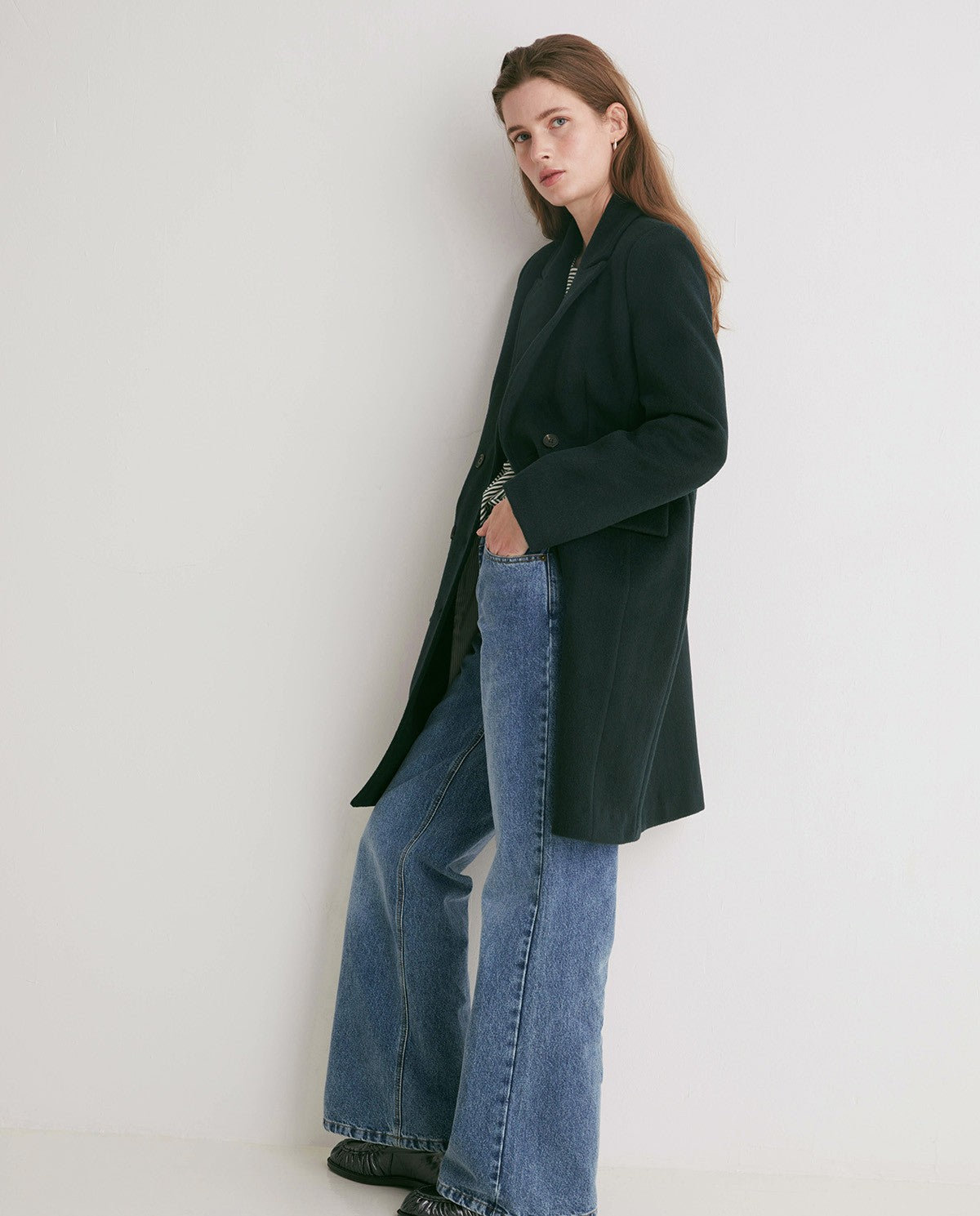 Double Breasted Wool Blend Top Coat