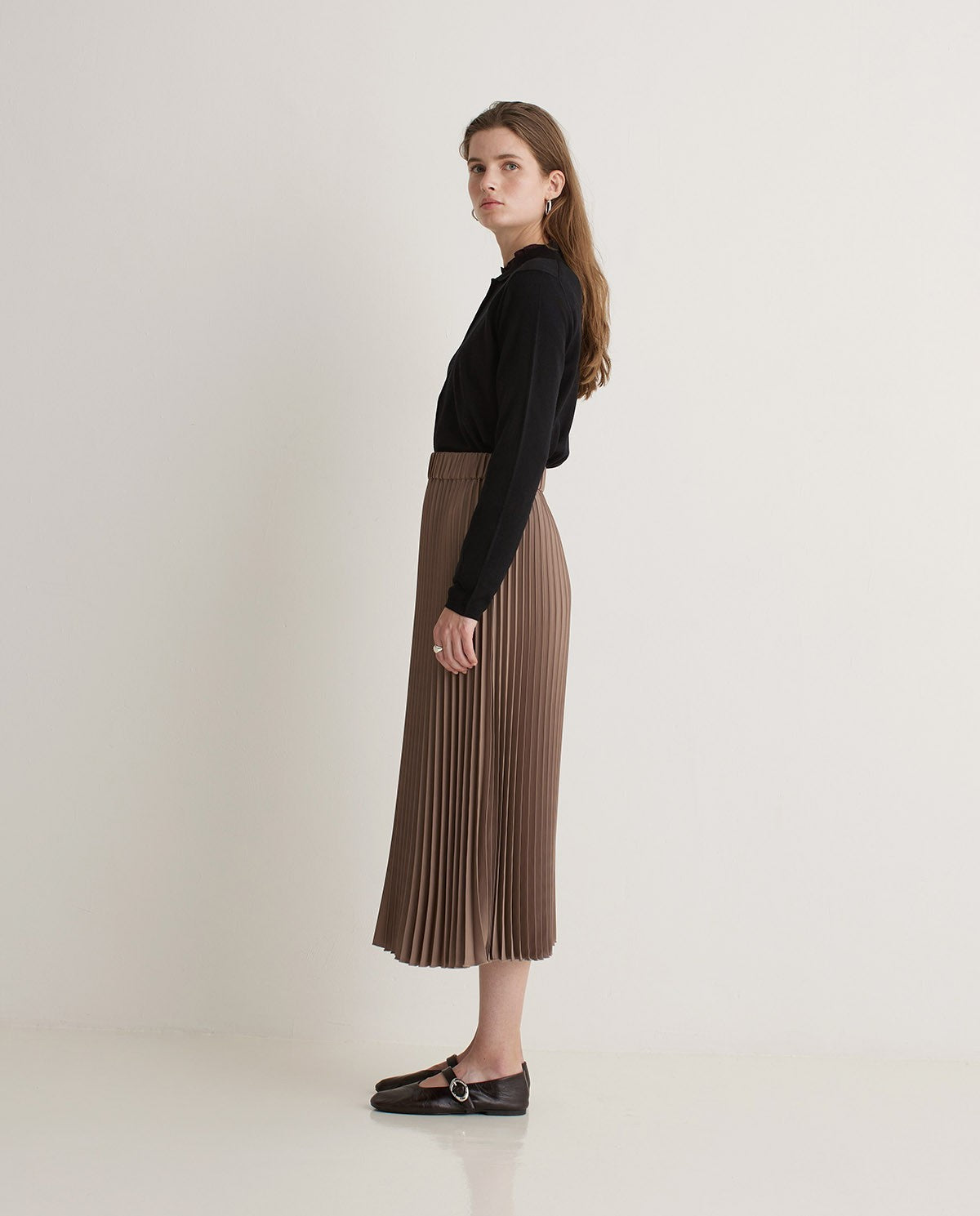 Pleated Skirt with Elastic Waistband