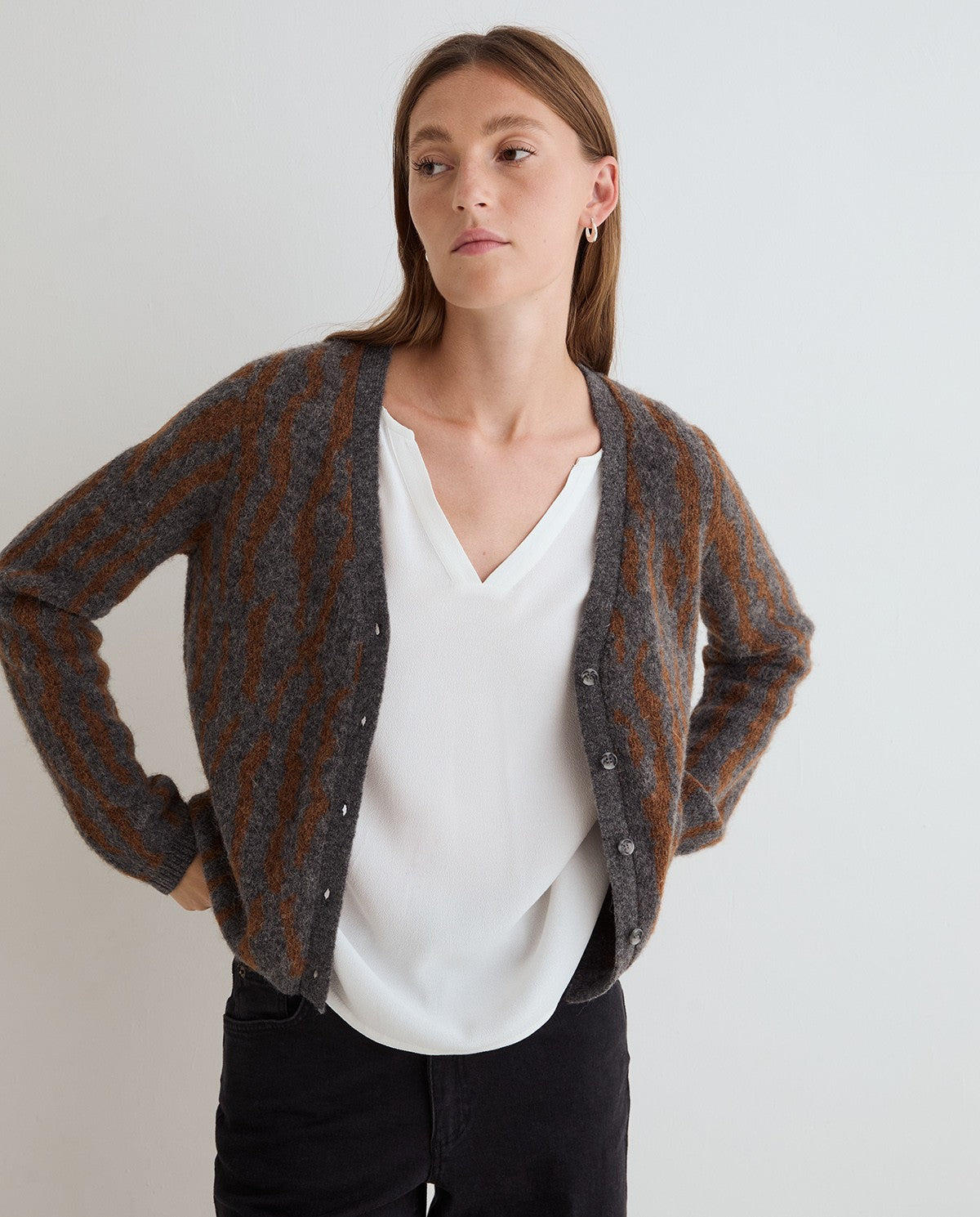 Animal Jacquard Cardigan