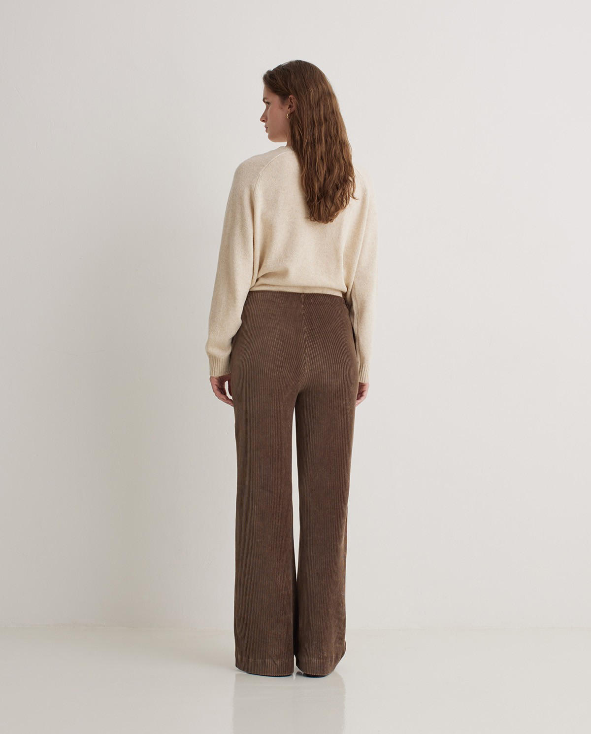 Taupe Wide Corduroy Blend Trousers