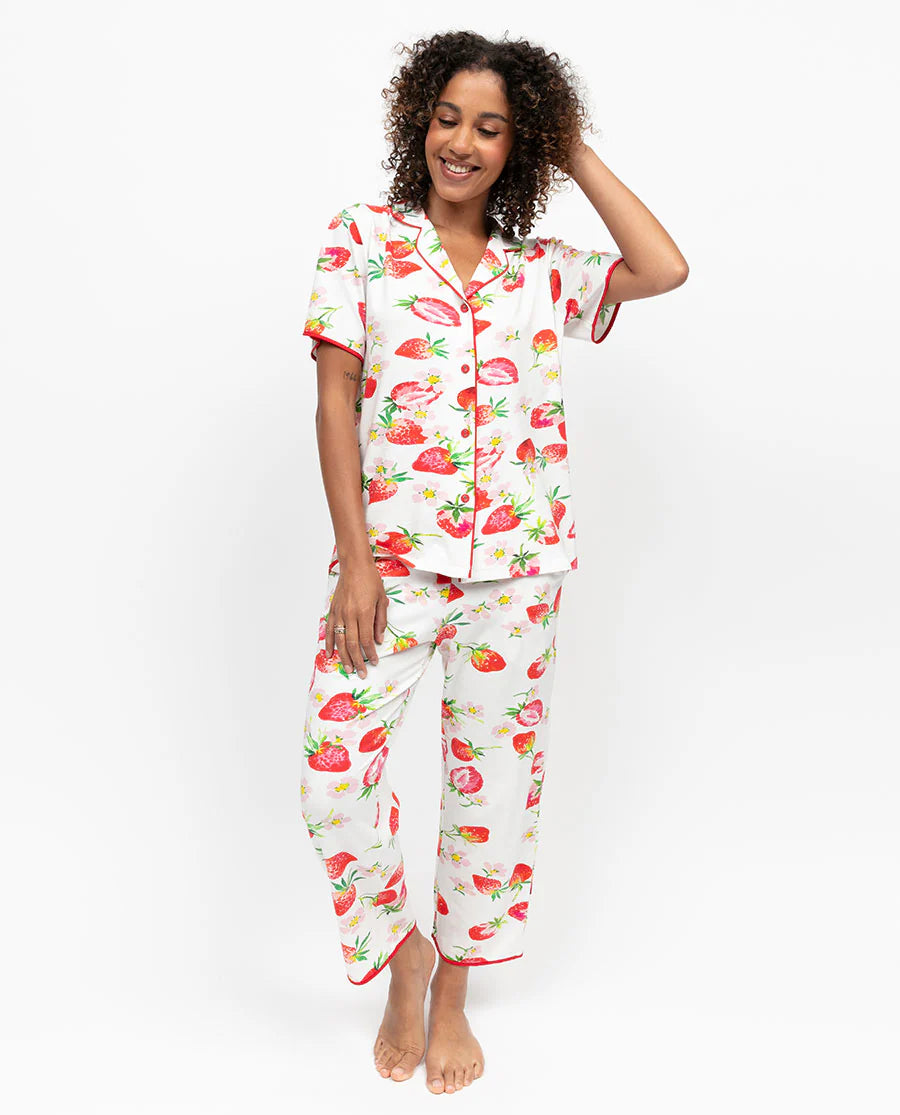 Pippa Strawberry Print Jersey PJ Set
