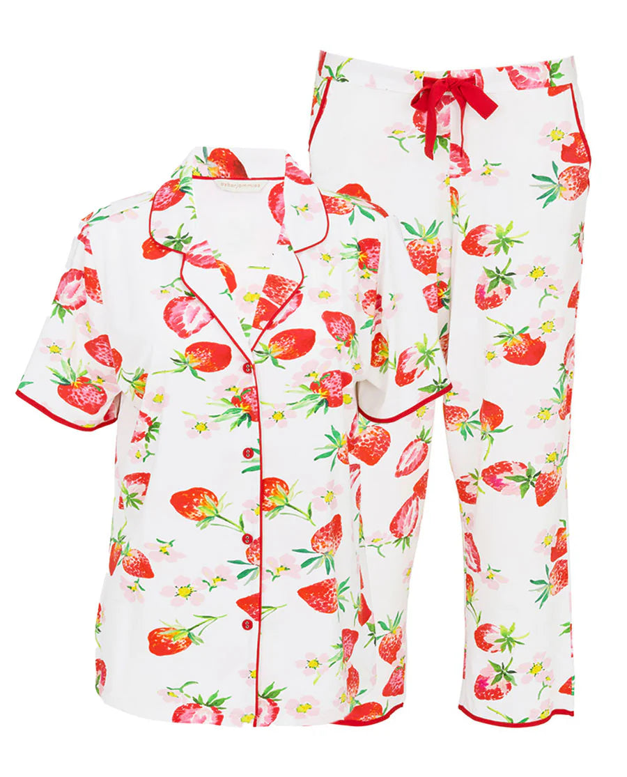 Pippa Strawberry Print Jersey PJ Set