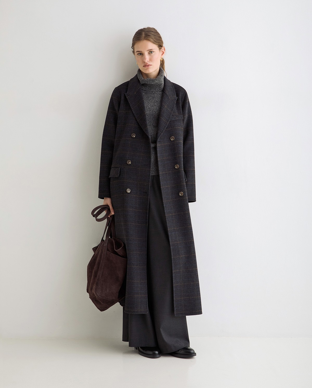 Long Handmade Check Coat