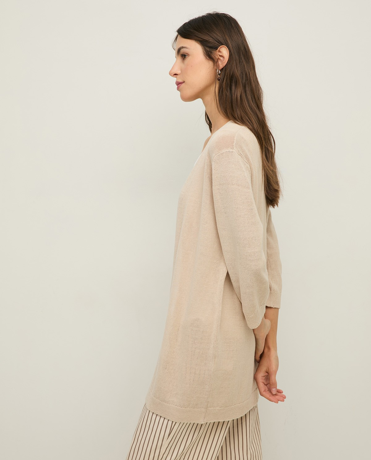 Linen Cardigan with French Sleeves