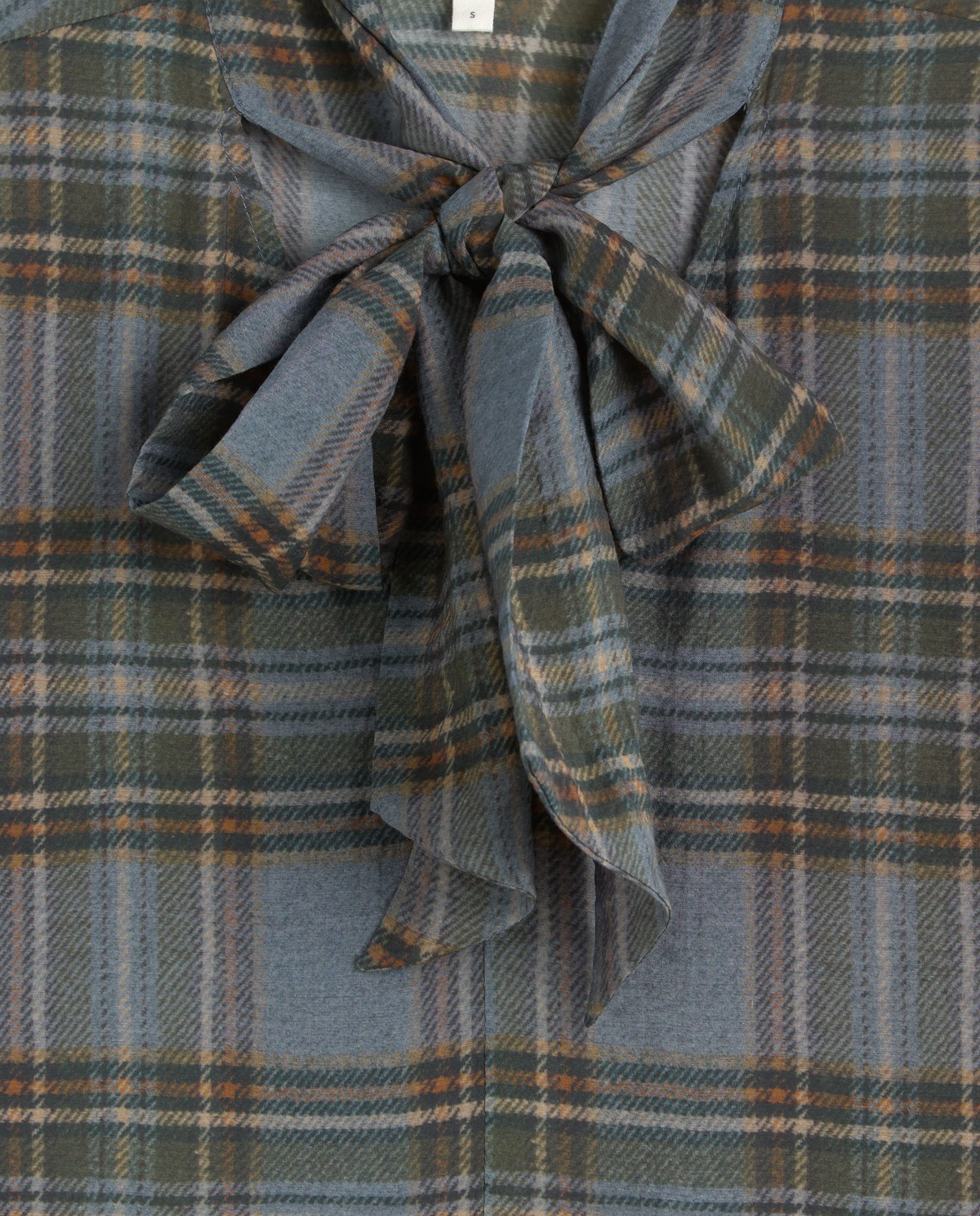 Tie-Neck Check-Print Shirt