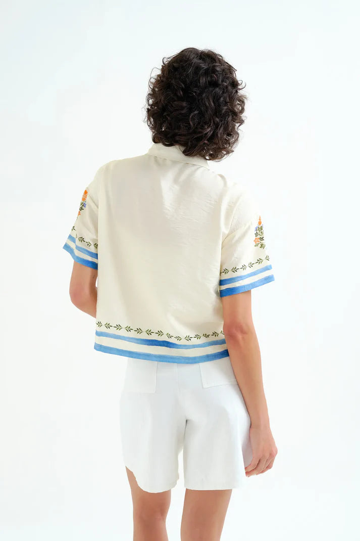 Palm & Mermaid Cropped Shirt