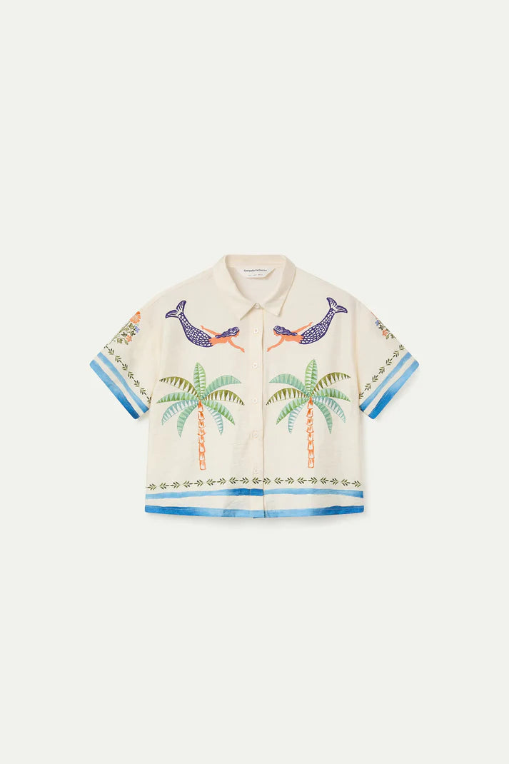 Palm & Mermaid Cropped Shirt