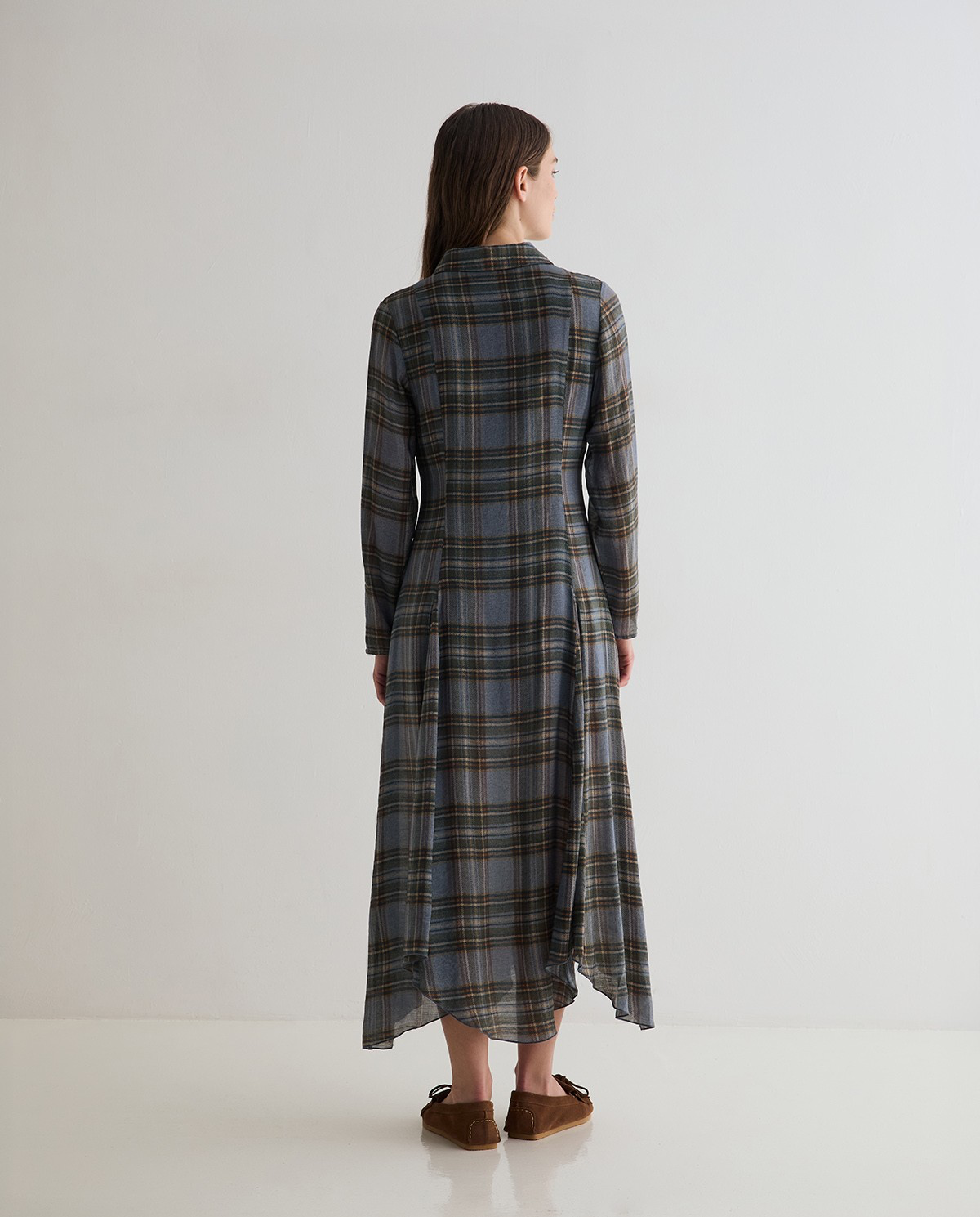 Midi Check-Print Dress