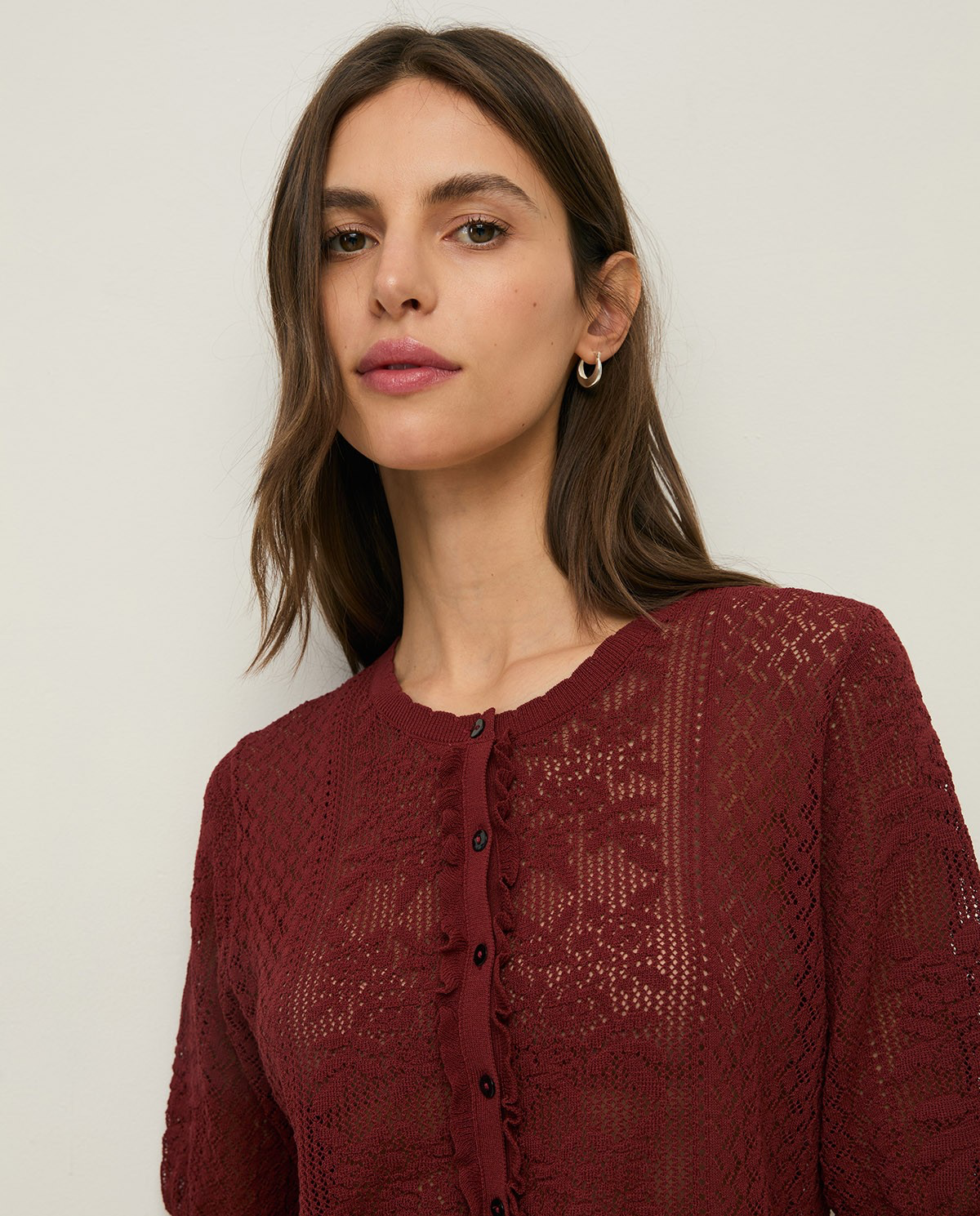 Short Sleeve Pointelette Cardigan