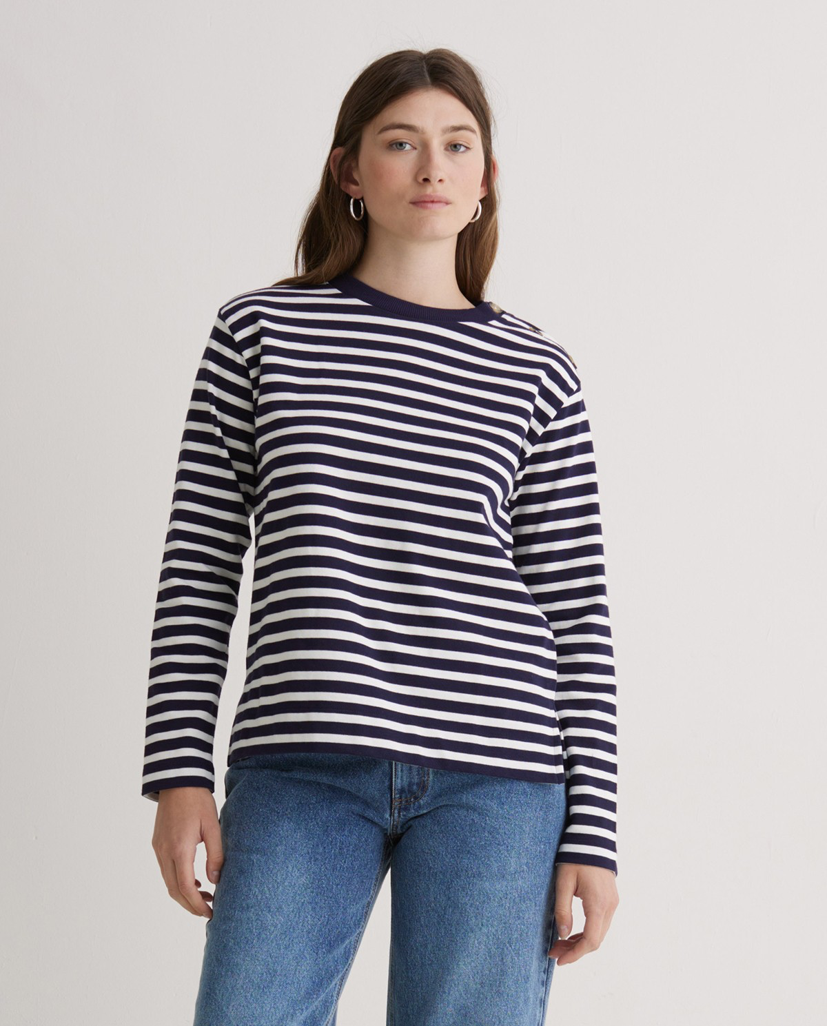 Striped Sweatshirt with Buttons