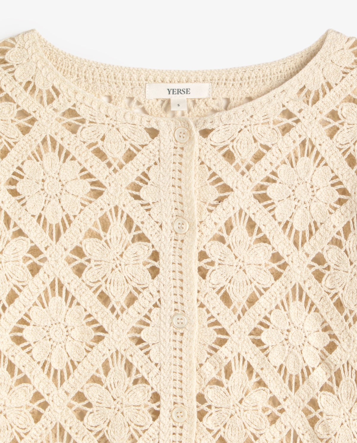 Crochet Cardigan with Rounded Hemline