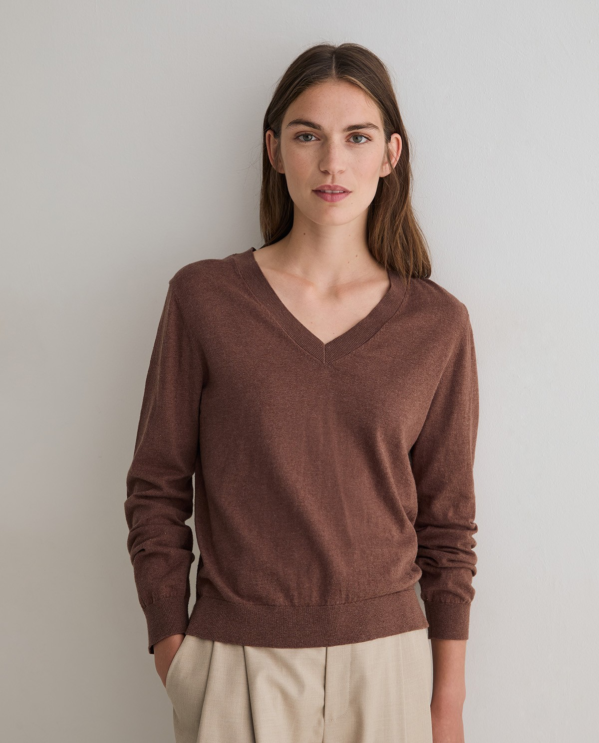 V-Neck Sweater With Embroidered Logo