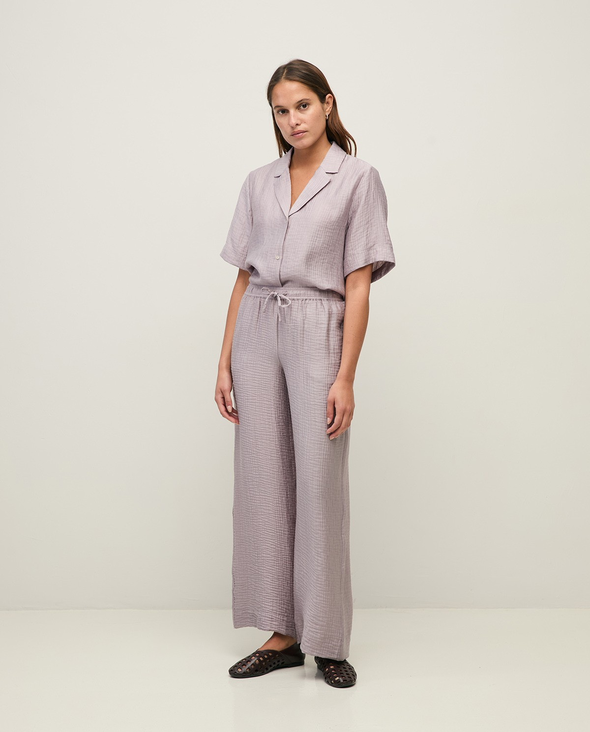 Flowy Wrinkle Effect Wide Leg Trouser