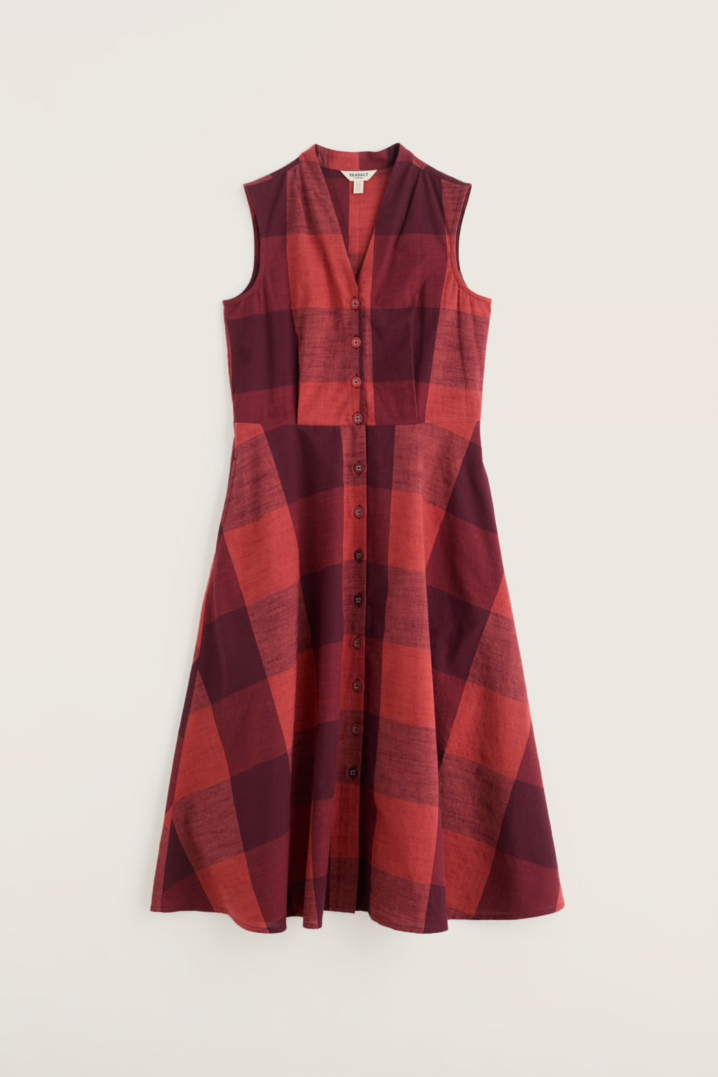 Carved Wood Yarn Dyed Sleeveless Dress