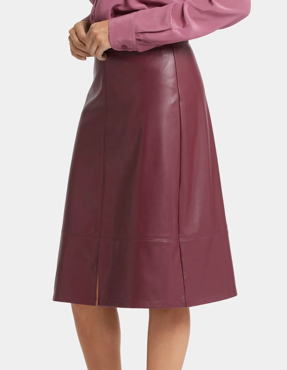 A-Line Faux Leather Skirt