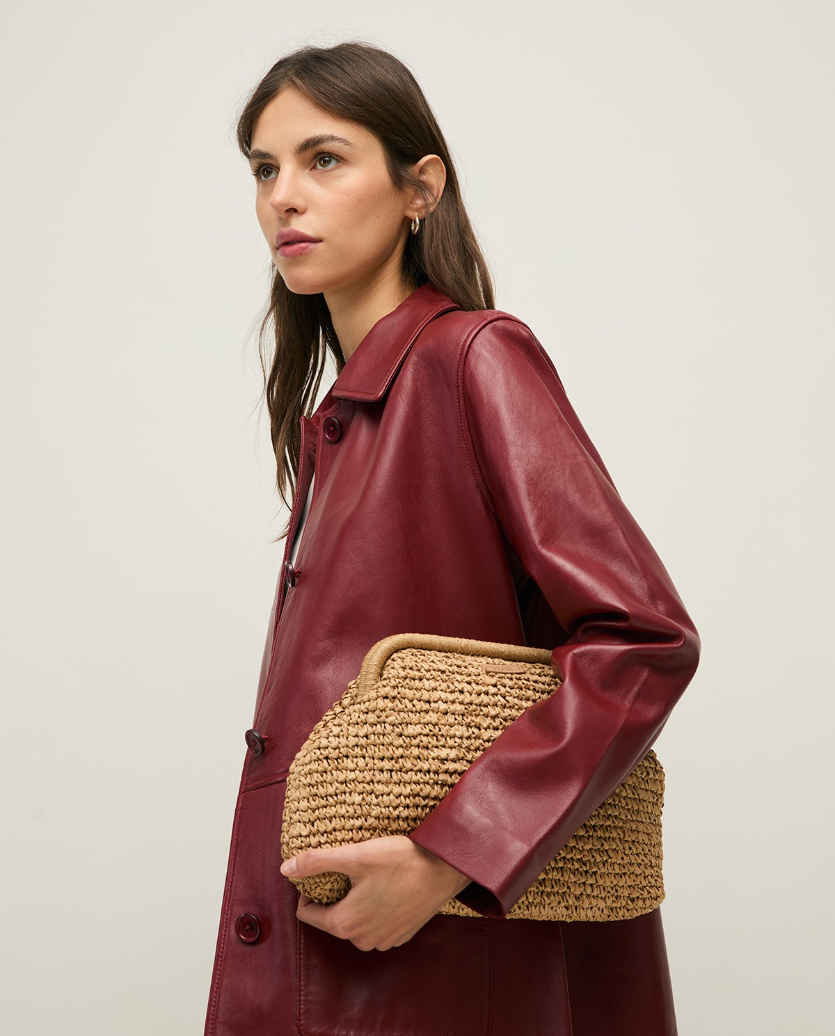 Braided Clutch with Leather Handle