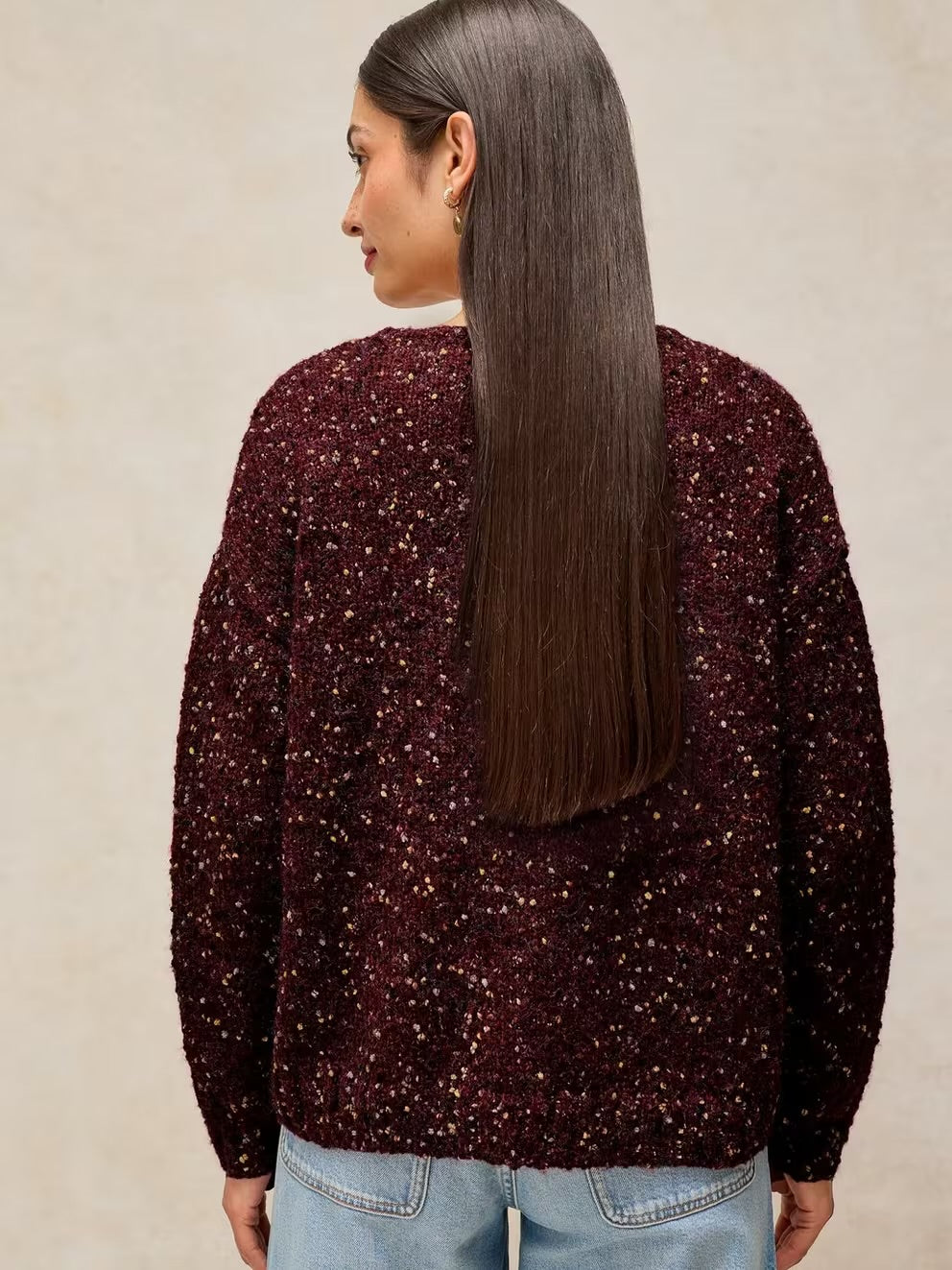 Textured V-Neck Jumper