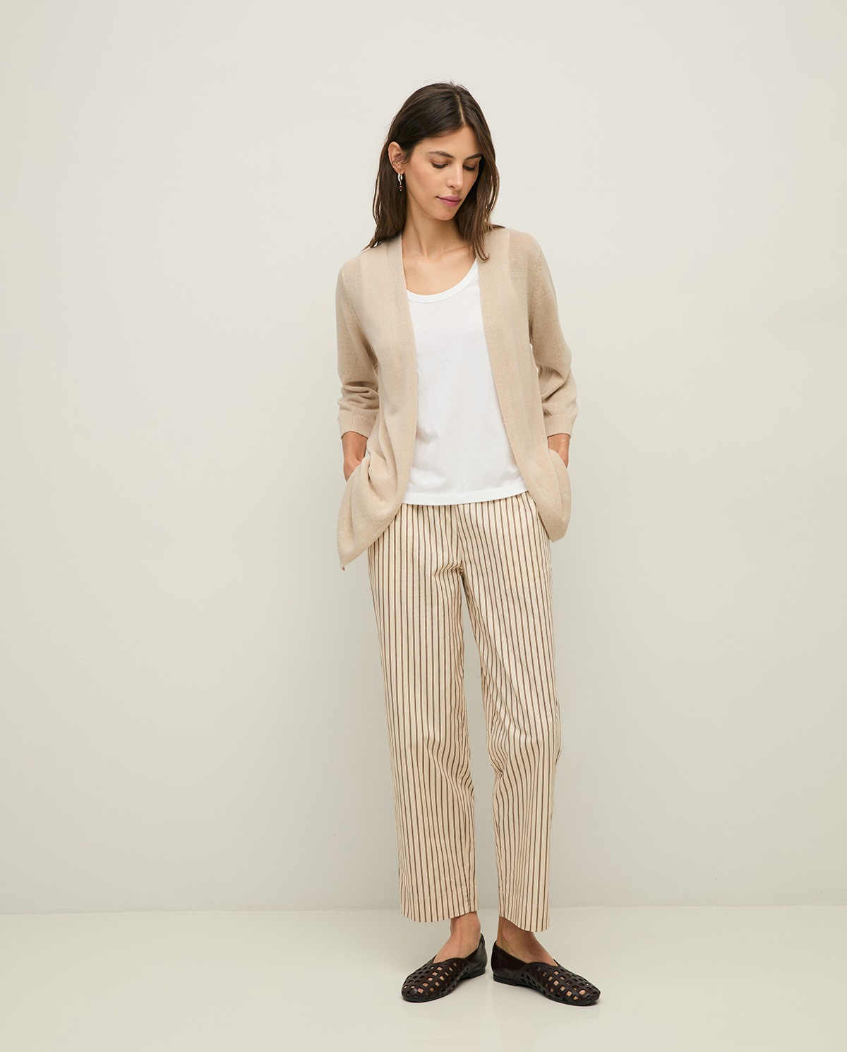Linen Cardigan with French Sleeves