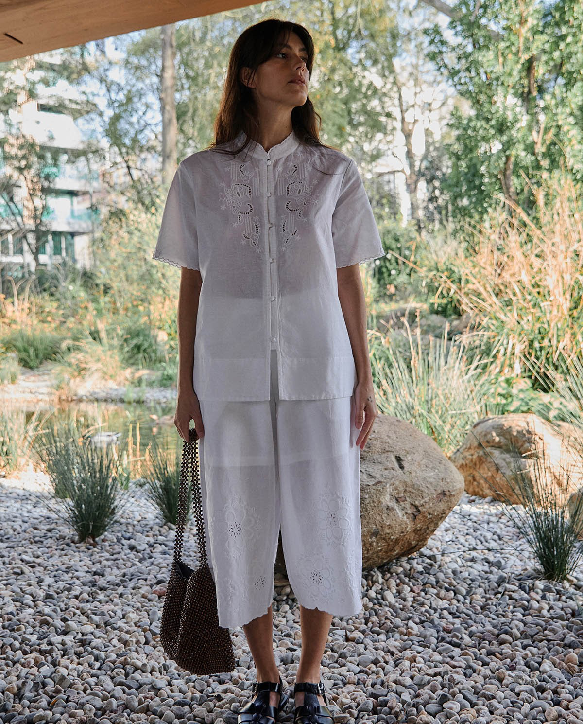 Cotton Linen Blouse with Embroidery