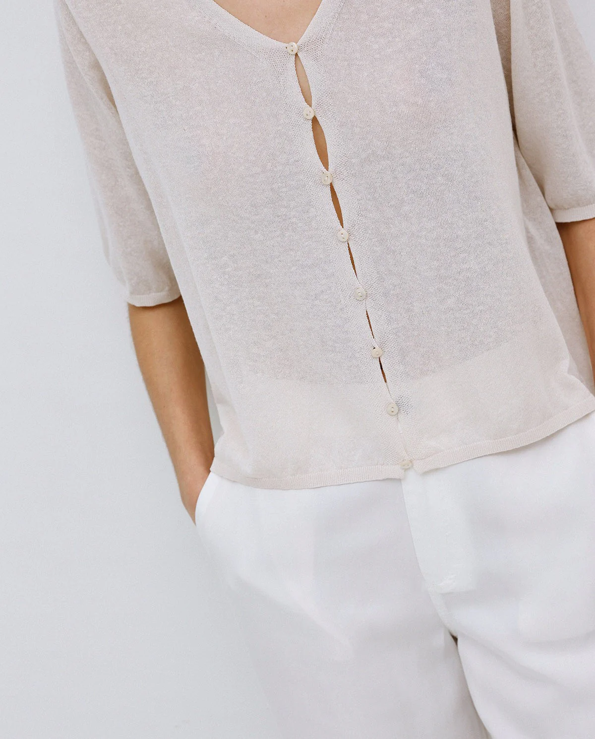 Short Sleeve V-Neck Cardigan