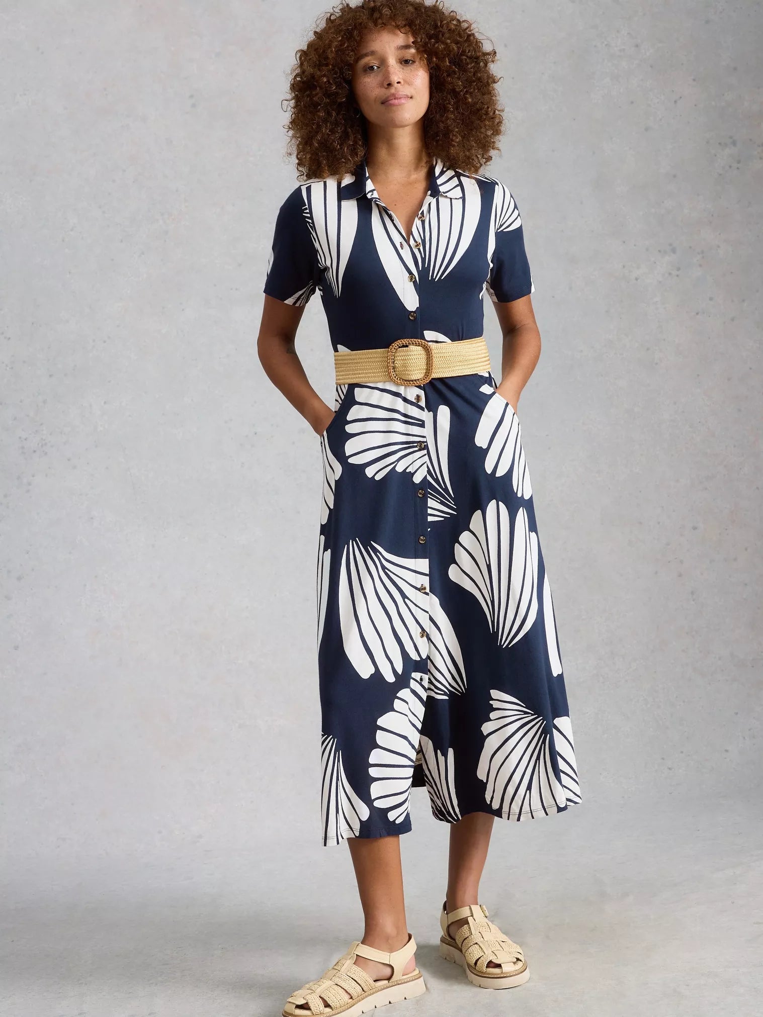 Rua Jersey Navy Shirt Dress