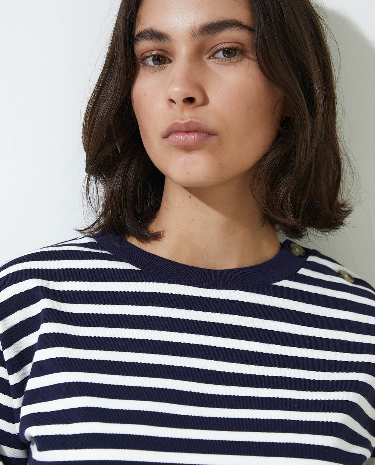 Striped Sweatshirt with Buttons