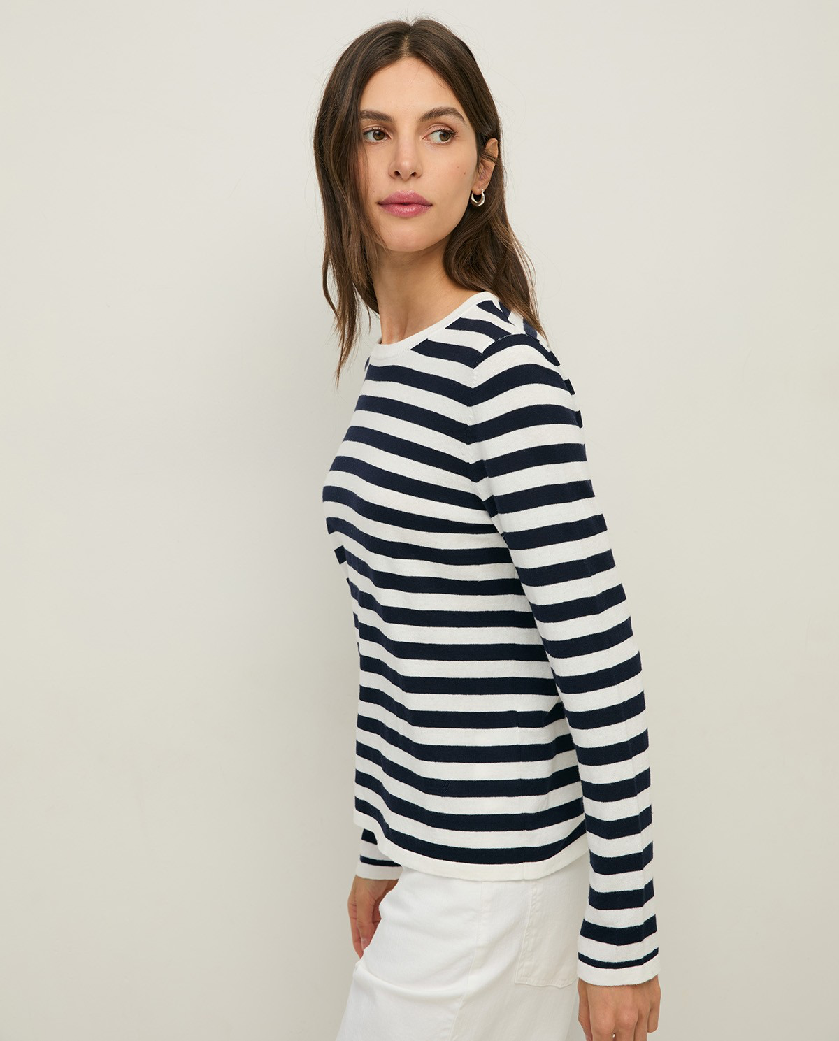 Cotton Sweater with Striped Print