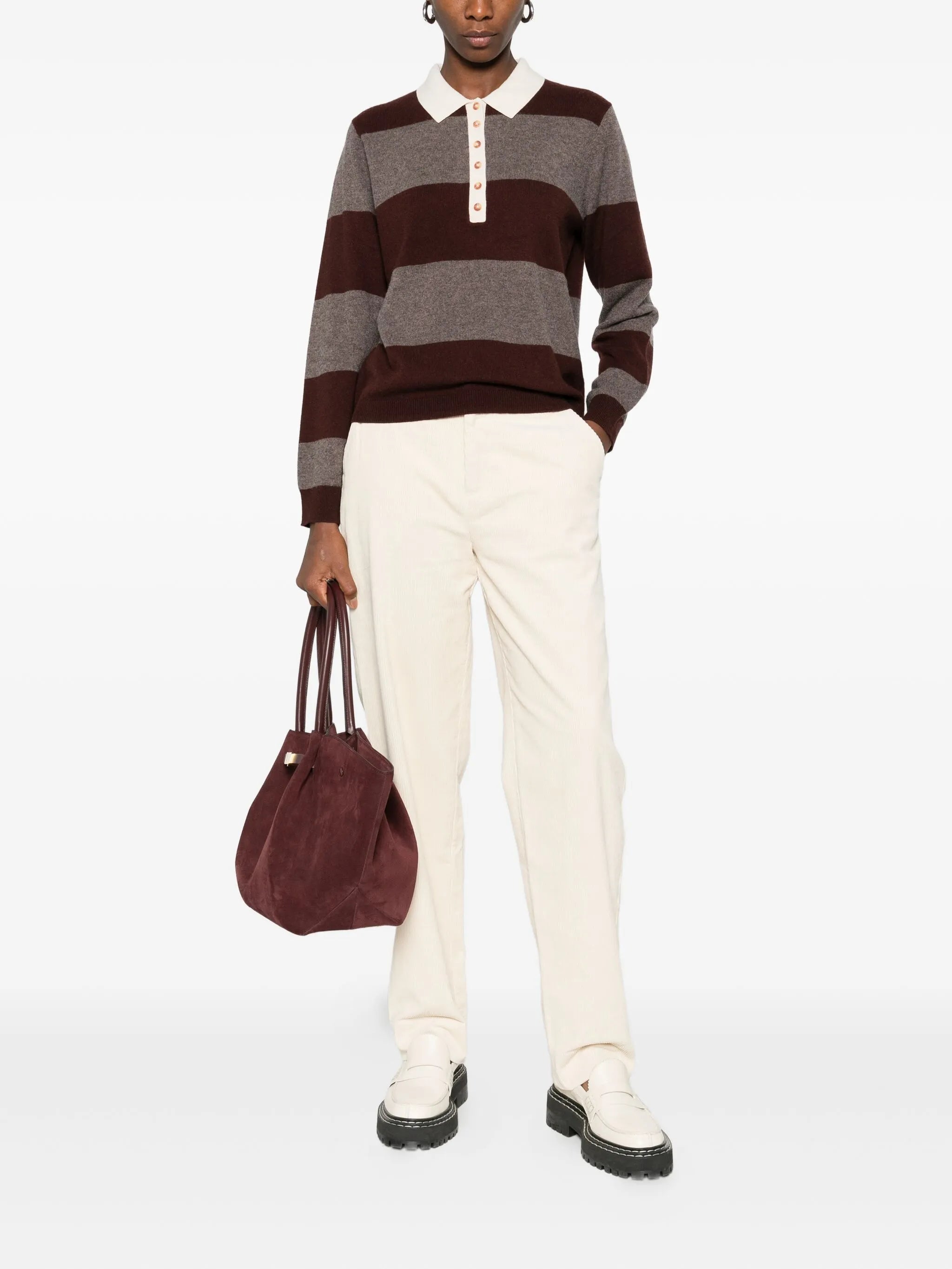 Striped Jumper Polo Neck Pullover