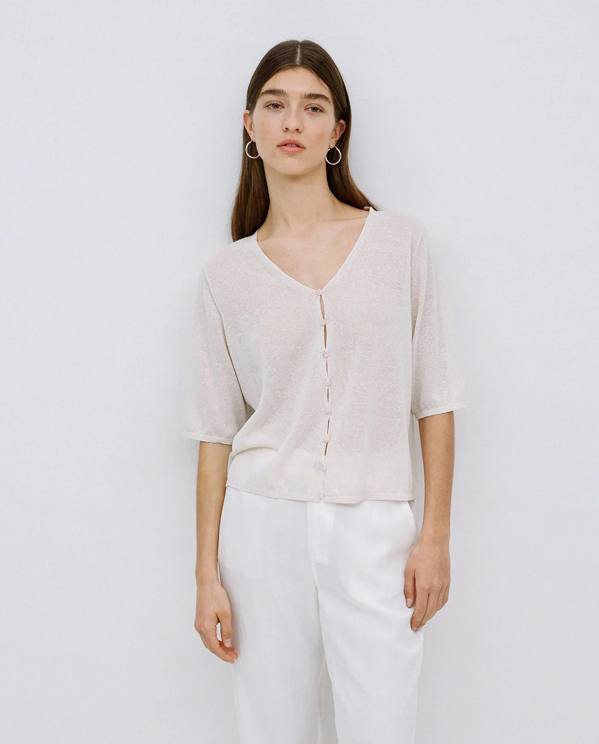 Short Sleeve V-Neck Cardigan