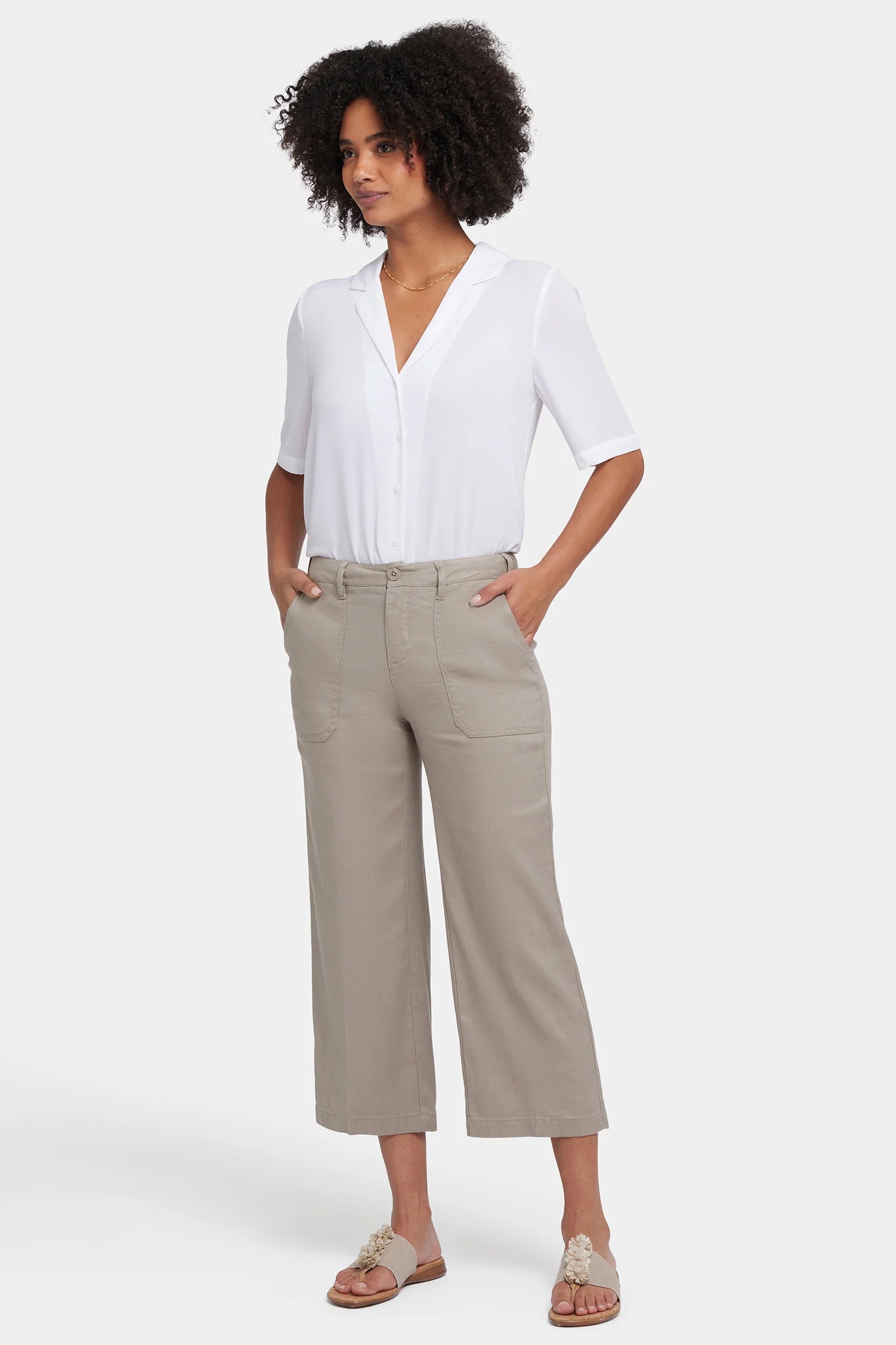 Wide Leg Cargo Capri Pants