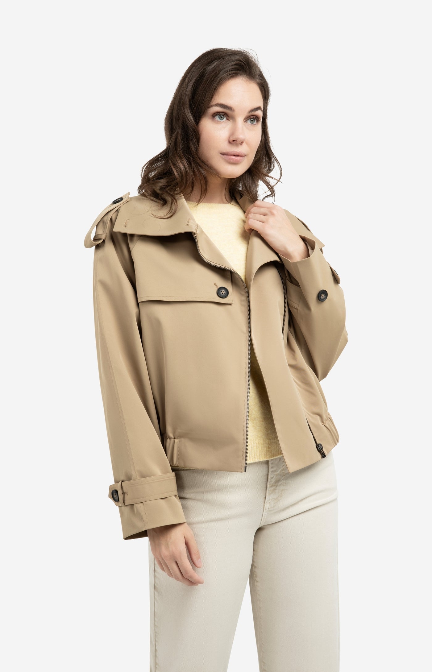 Short Bomber Jacket with Trench Detail